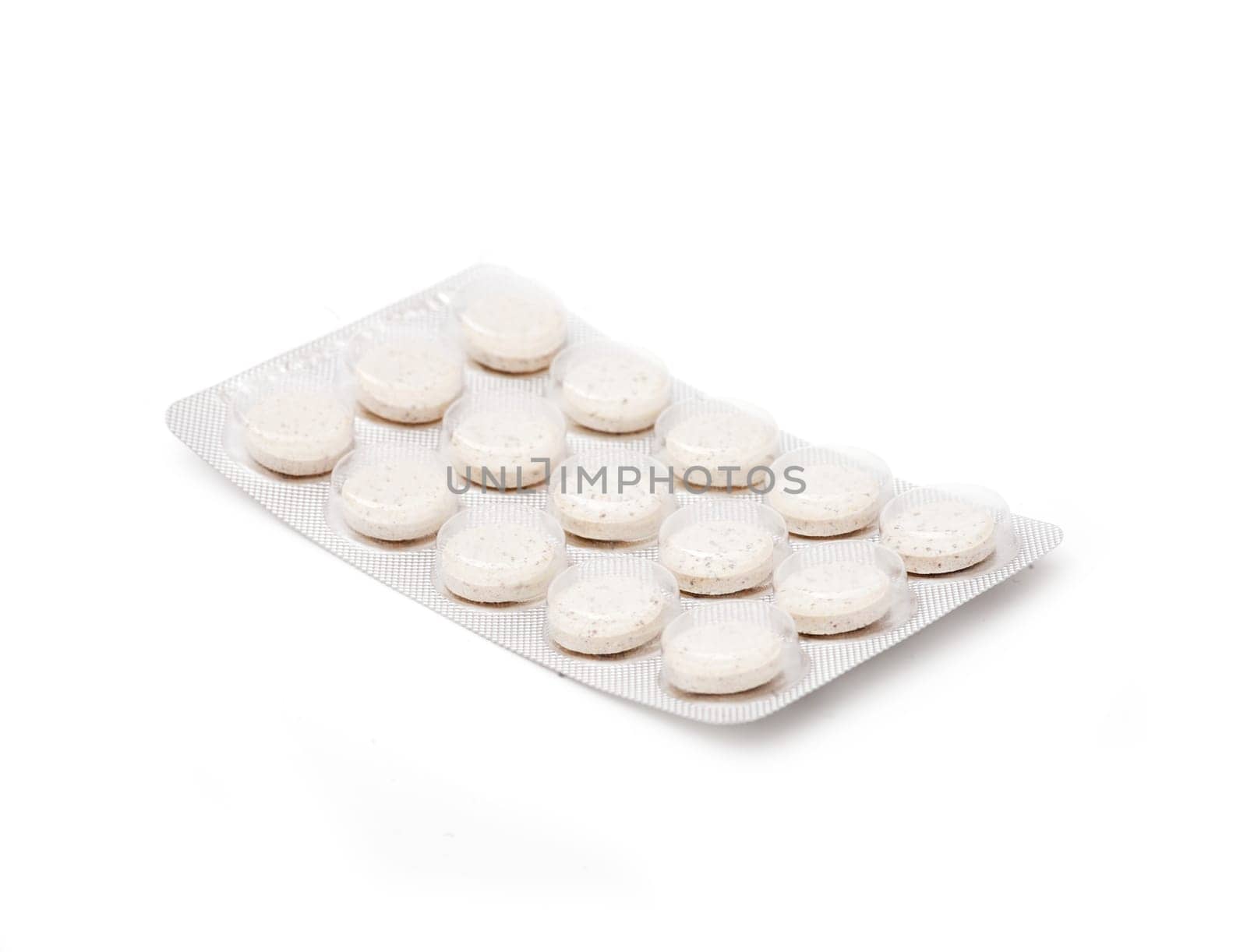 blister pack of pills isolated on the white background