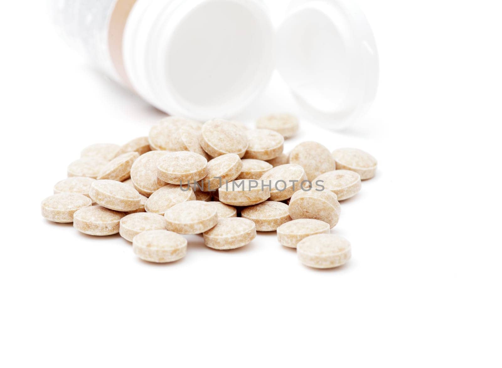 heap of pills isolated on the white background