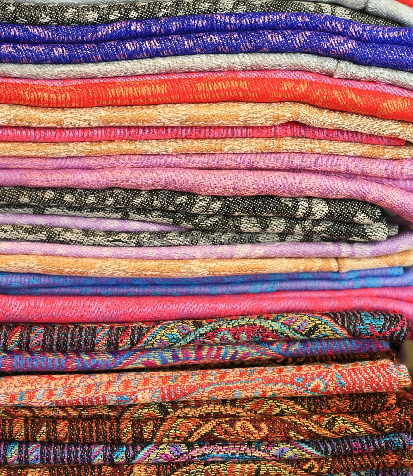 textile background - set of colorful textile fabrics