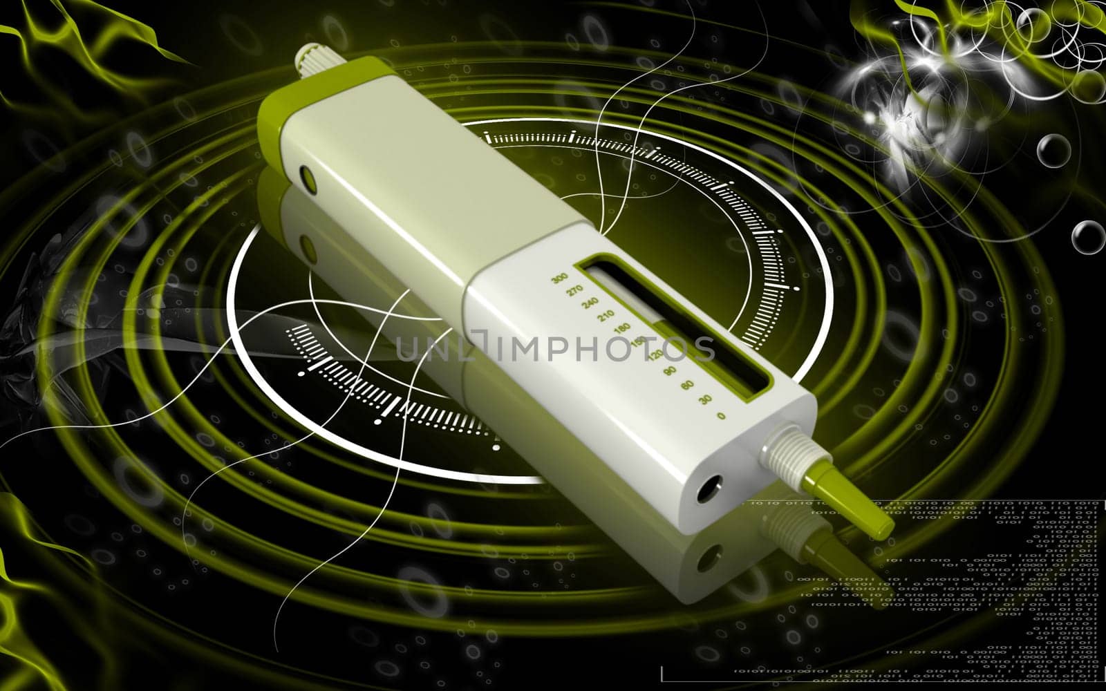 Digital illustration of insulin pen in colour background