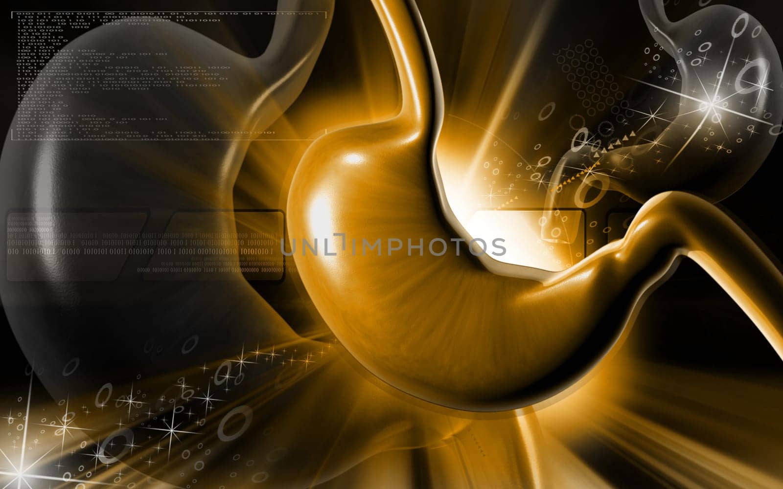 Digital illustration of stomach in colour background