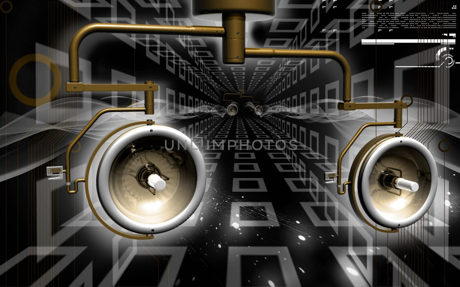 Digital illustration of shadow less lamp in colour background