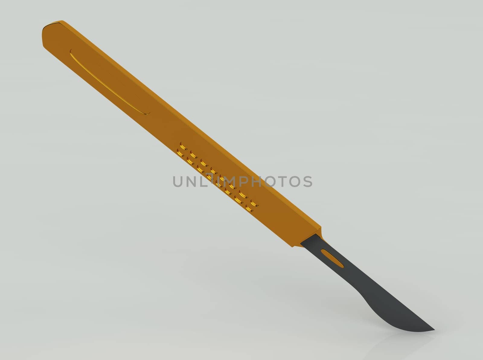 3d sclapel cut isolated on grey background