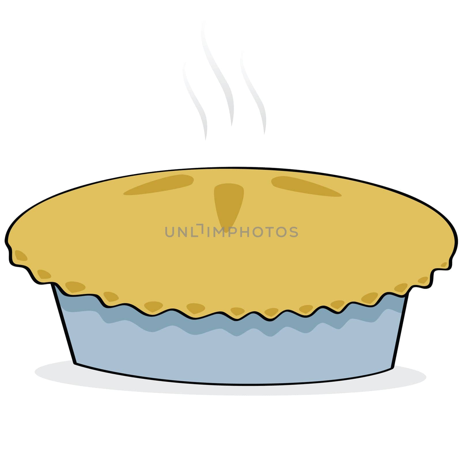 Cartoon illustration of a freshly baked apple pie