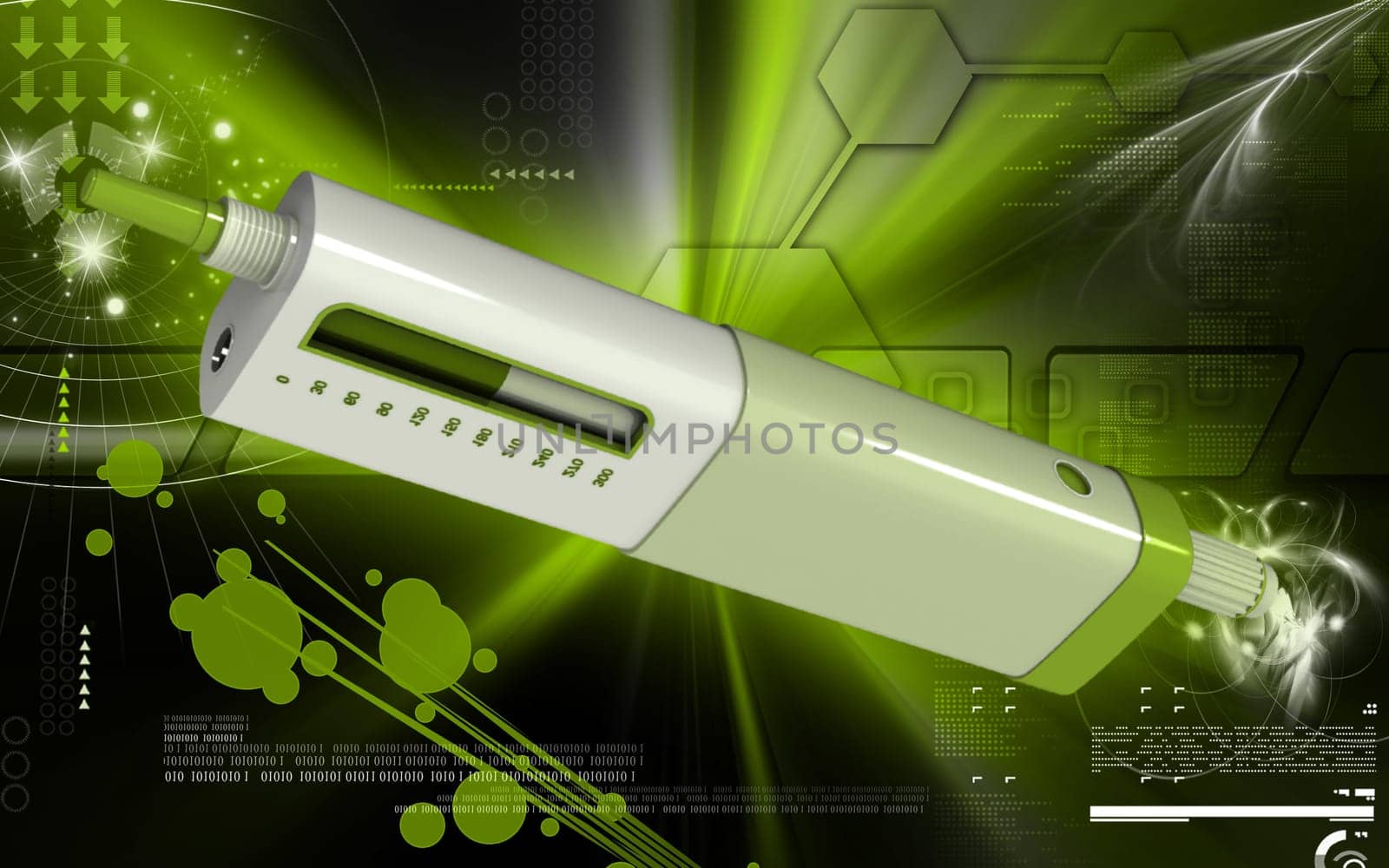 Digital illustration of insulin pen in colour background