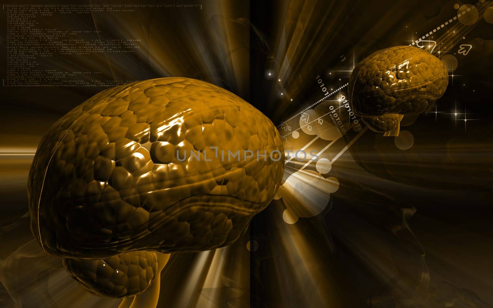 Digital illustration of brain in colour background