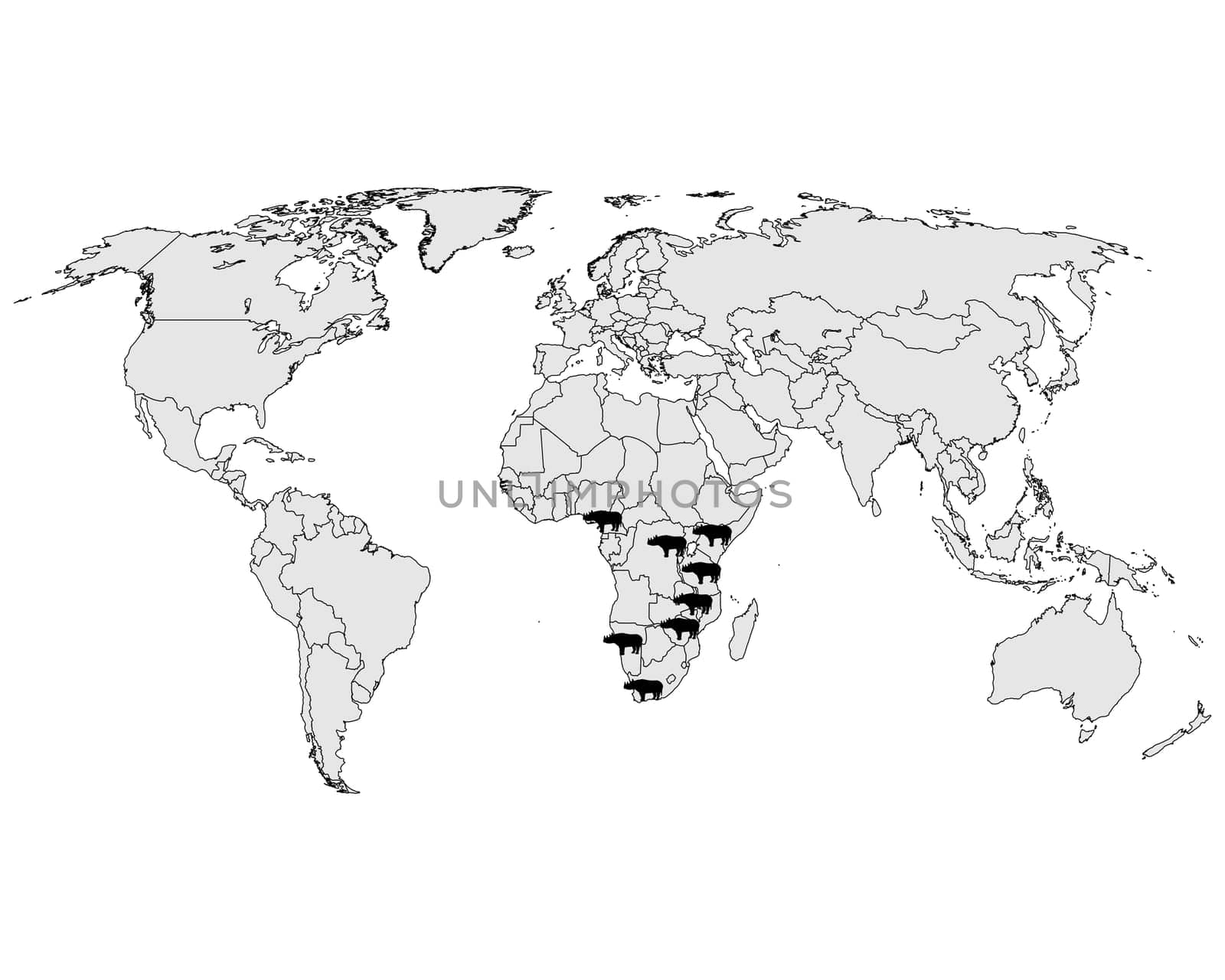 Black rhinoceros distribution