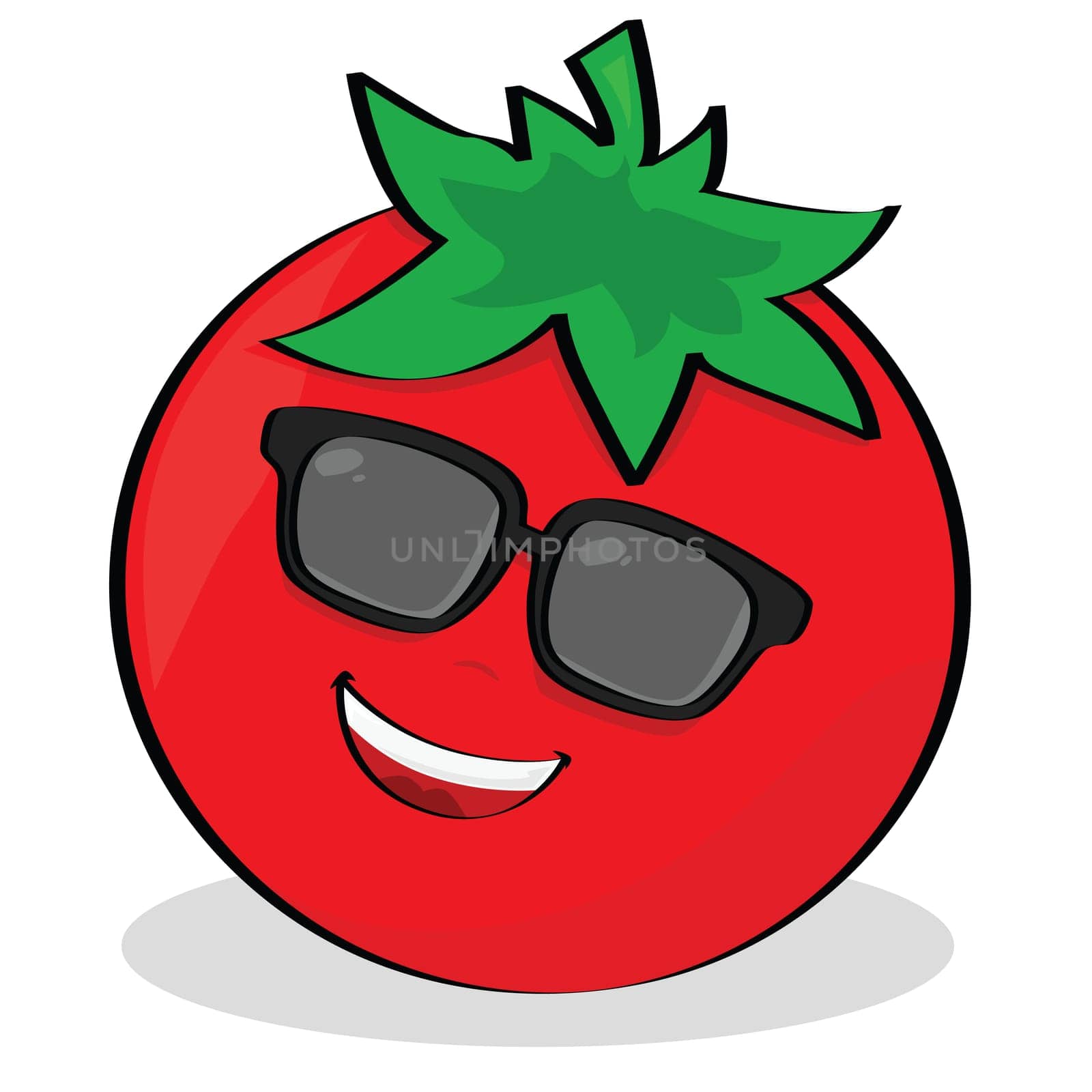 Cartoon illustration of a cool tomato wearing sunglasses