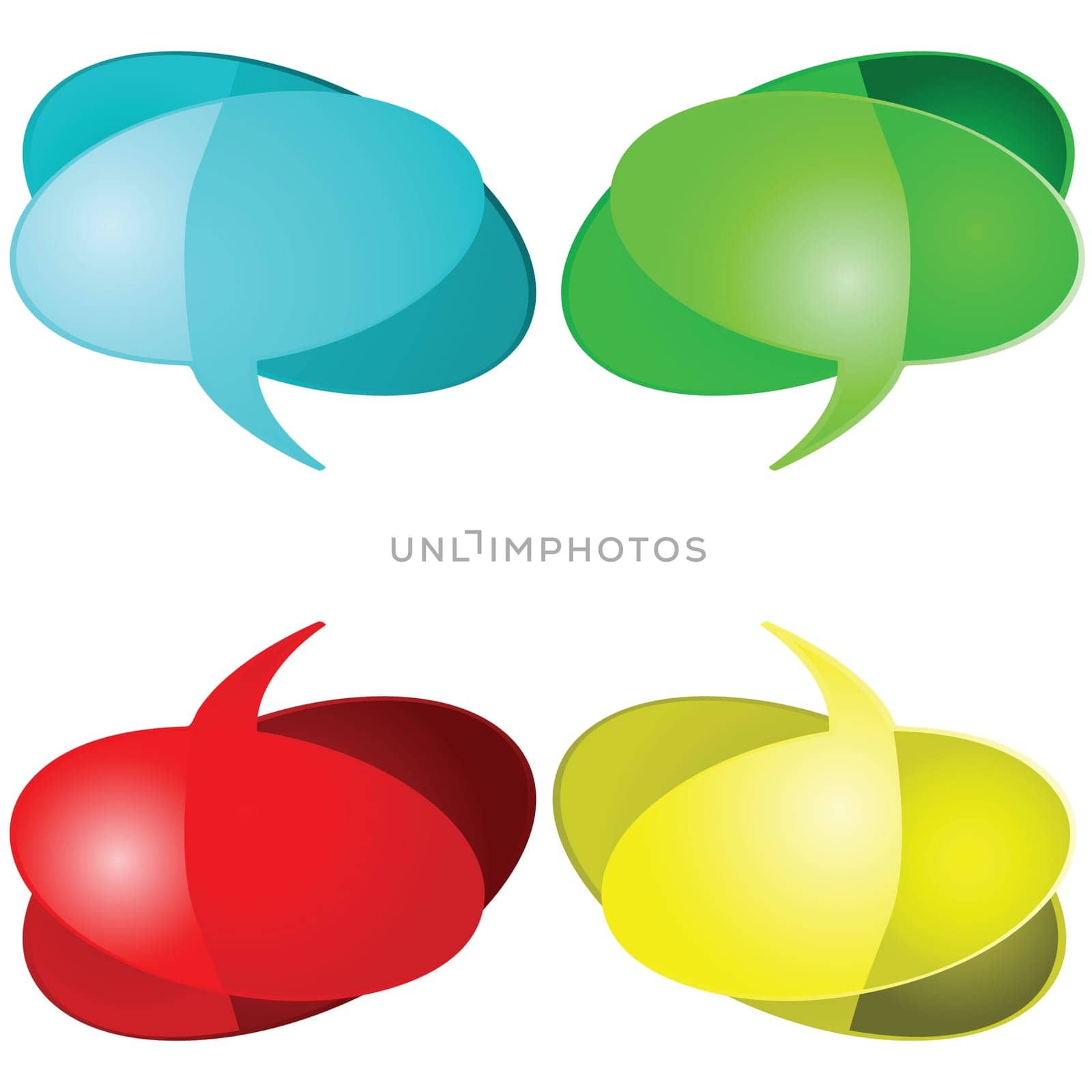Set of four different glossy cartoon talk balloons