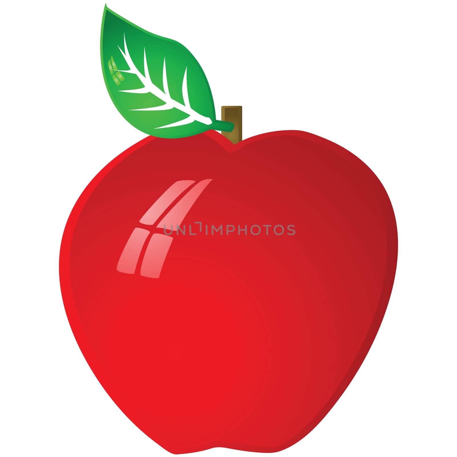 Glossy illustration of a red ripe apple