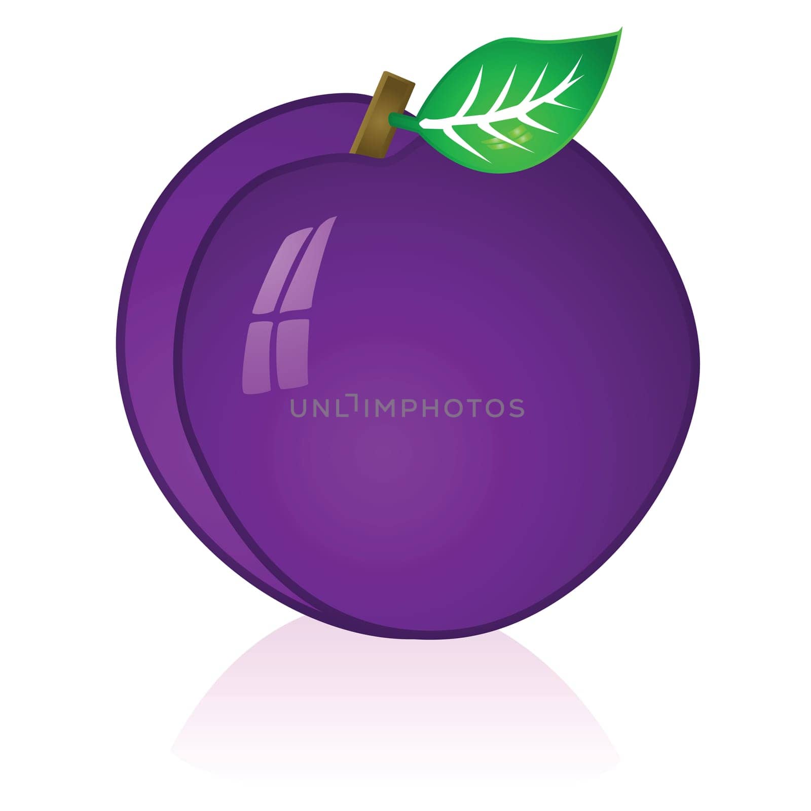 Glossy illustration of a ripe purple plum