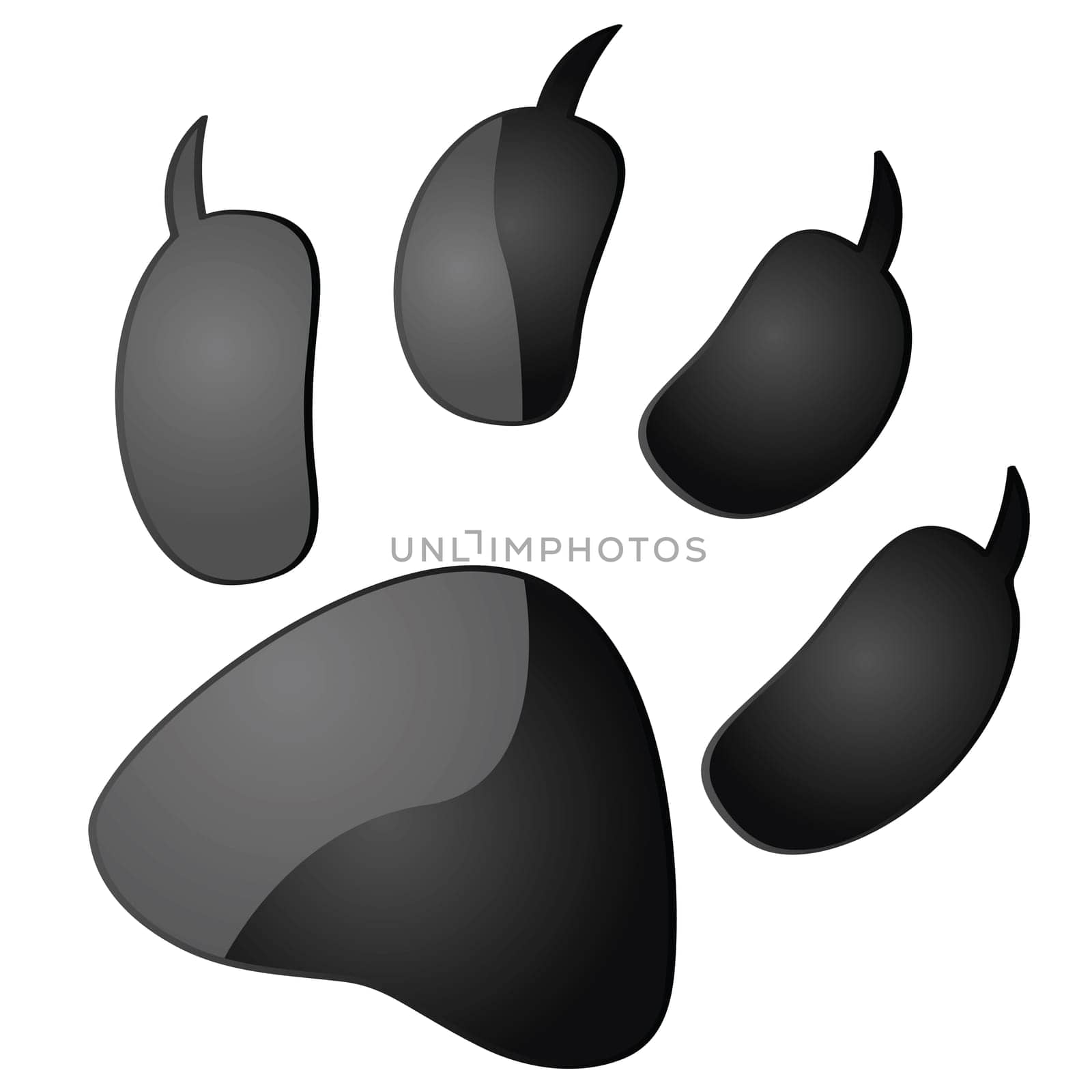 Glossy illustration of the outline of an animal paw print