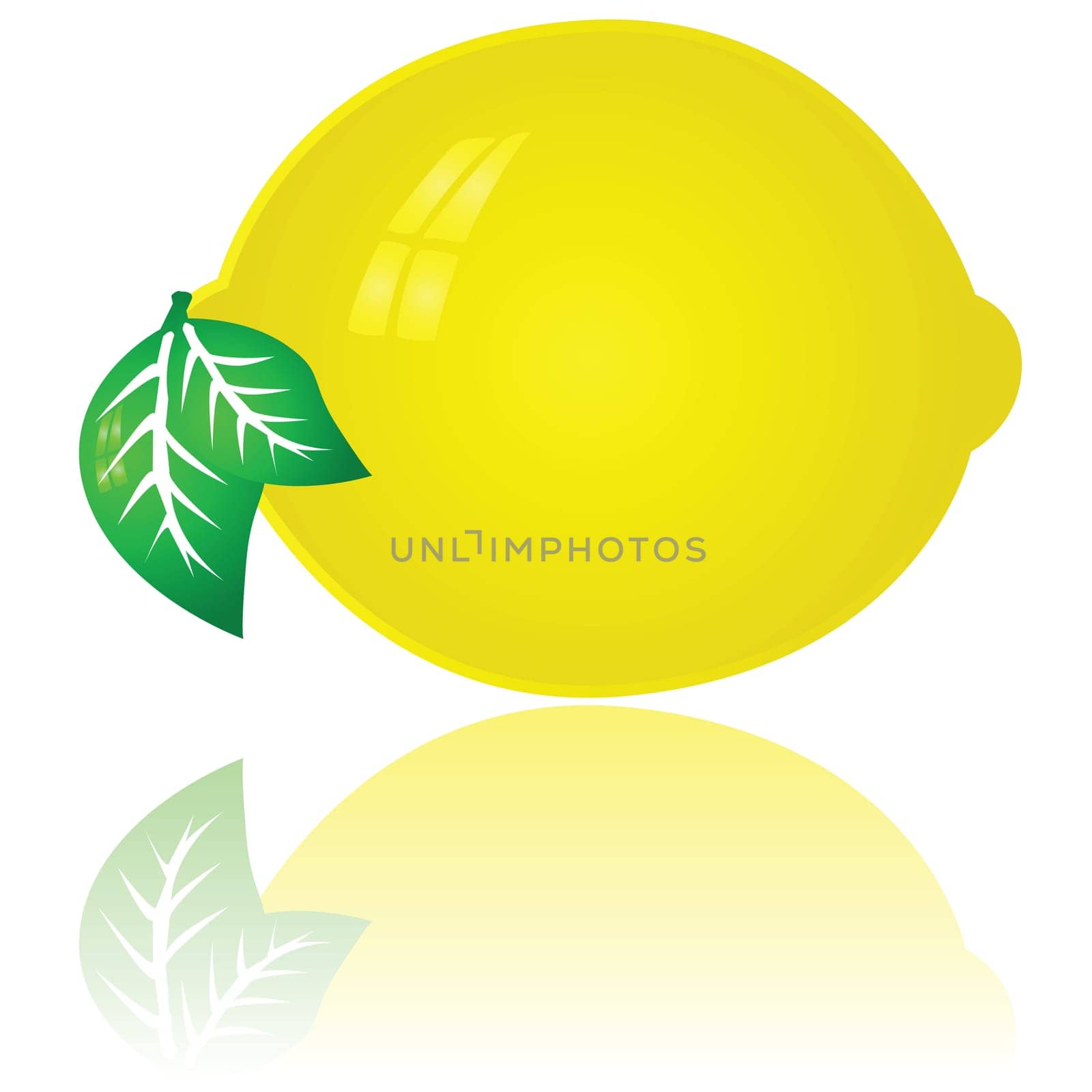 Glossy illustration of a bright yellow lemon