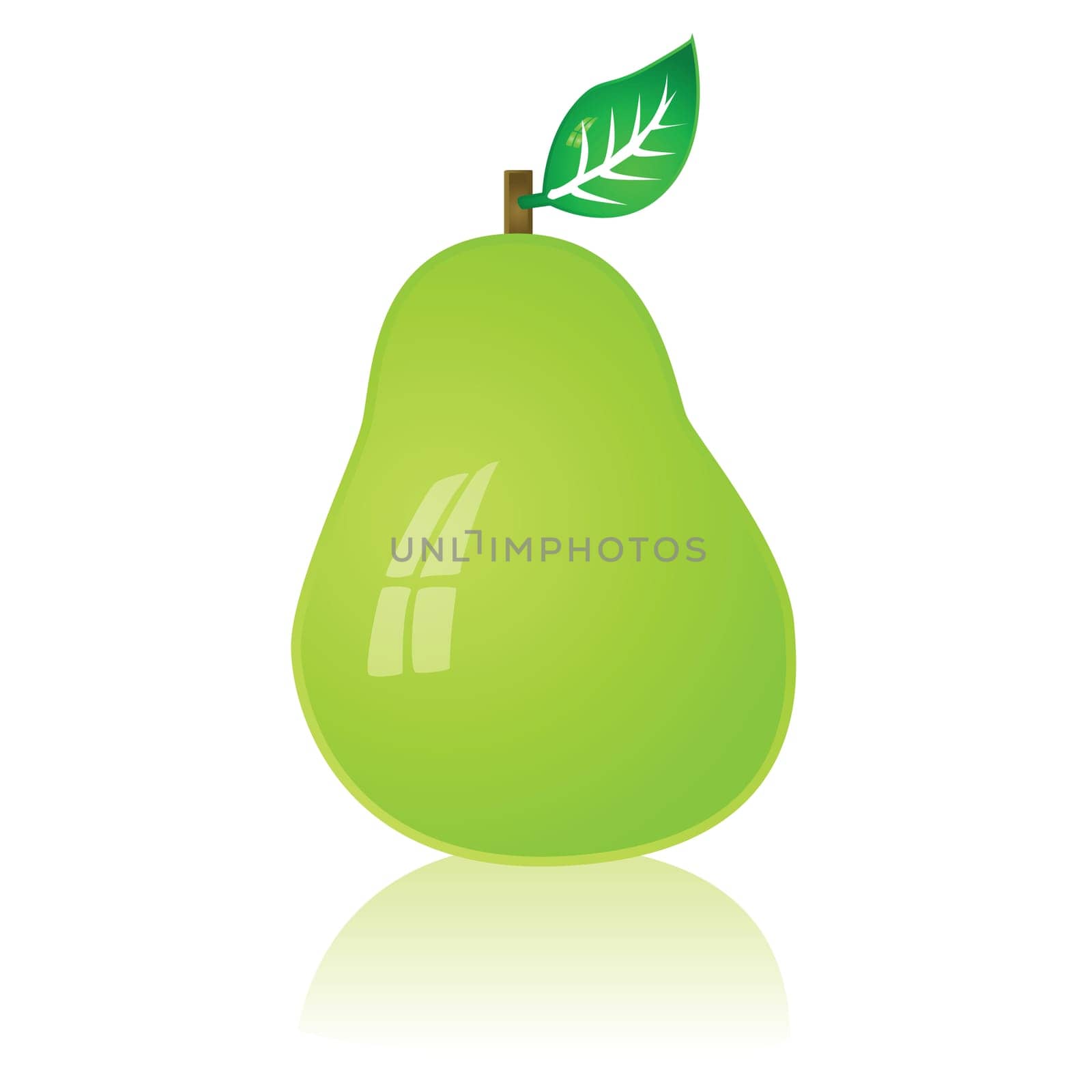 Glossy illustration of a green pear