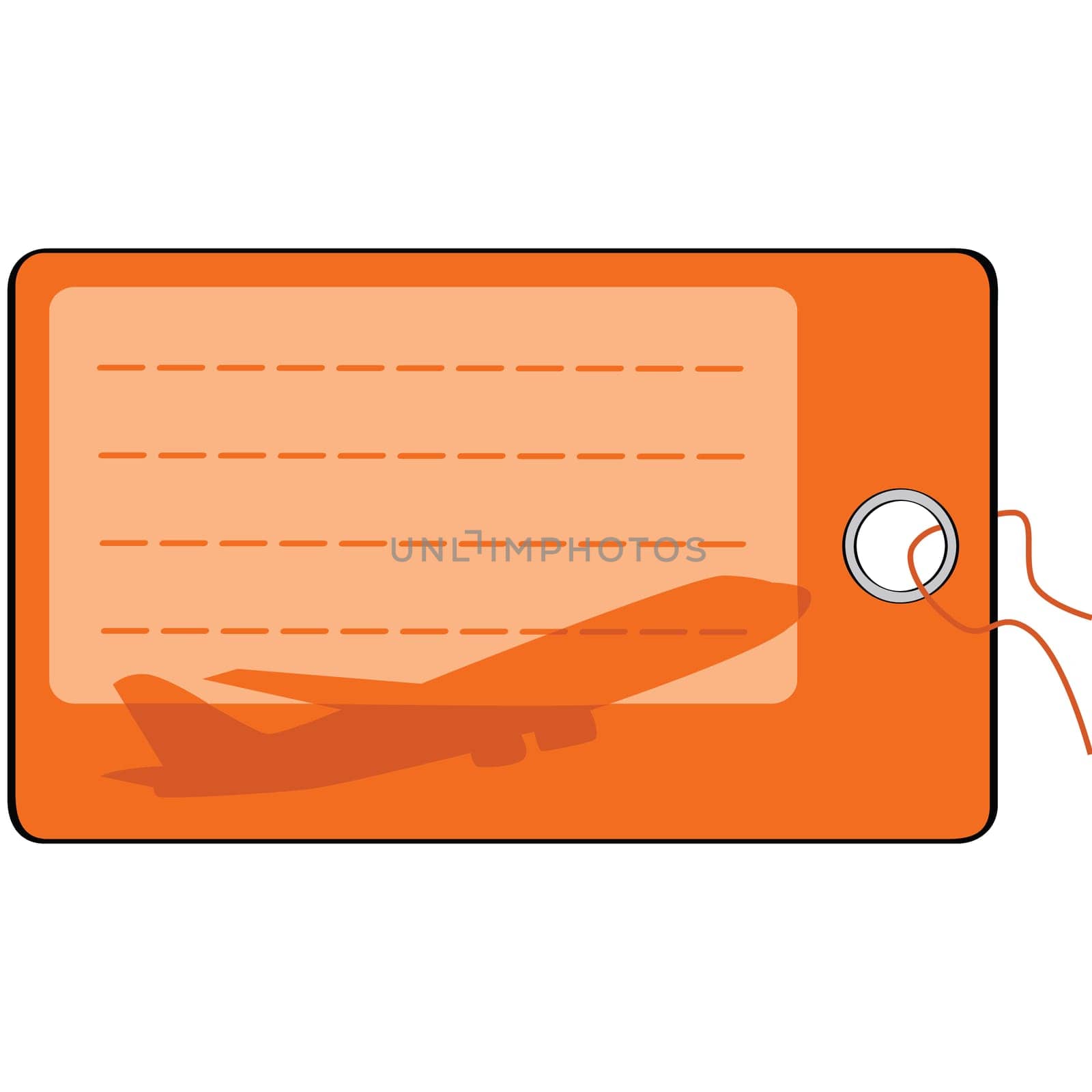 Illustration of a blank airplane luggage tag