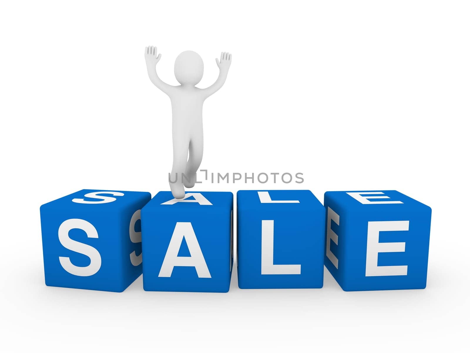 3d human sale cube blue jump forward business