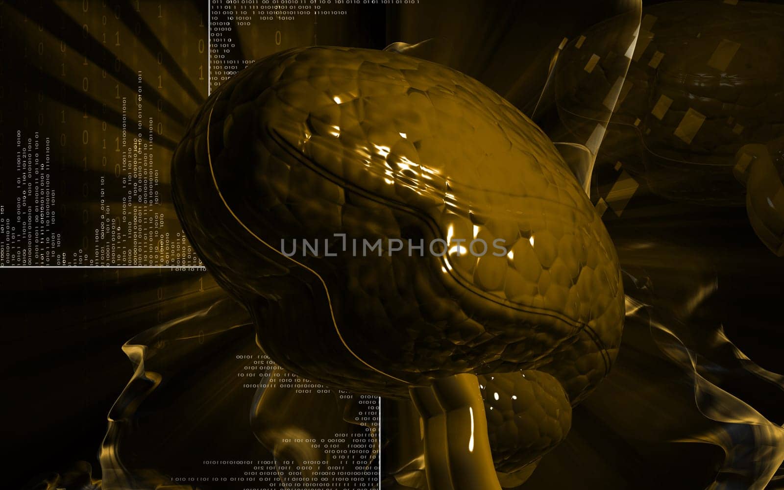 Digital illustration of brain in colour background