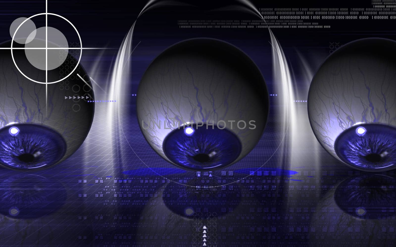 Digital illustration of eye in colour background