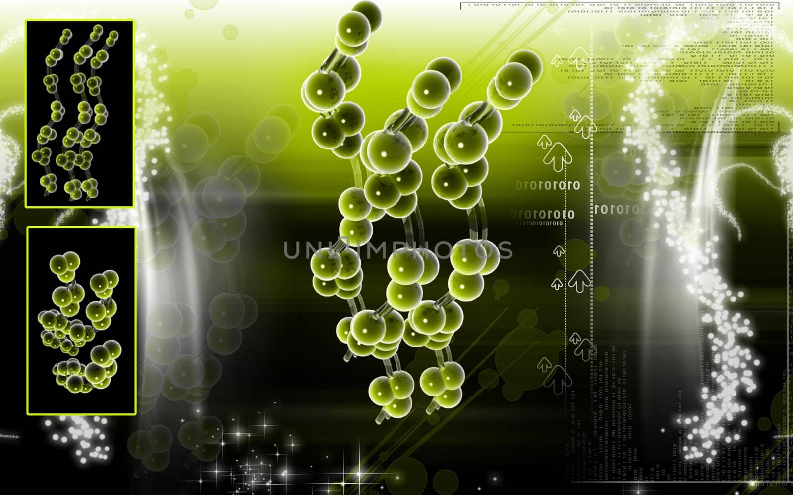 Digital illustration DNA structure in colour background
