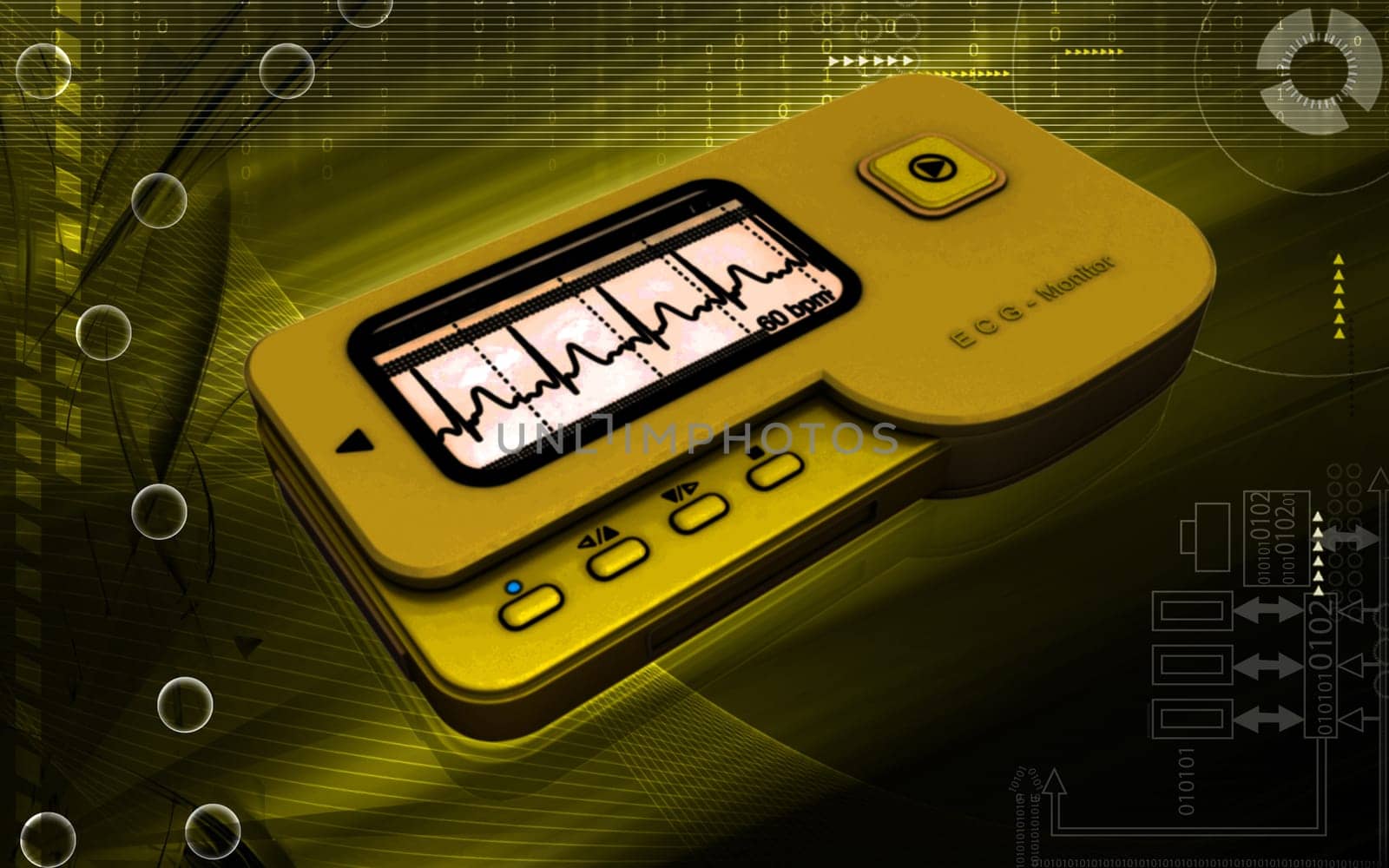 Digital illustration of ECG in colour background