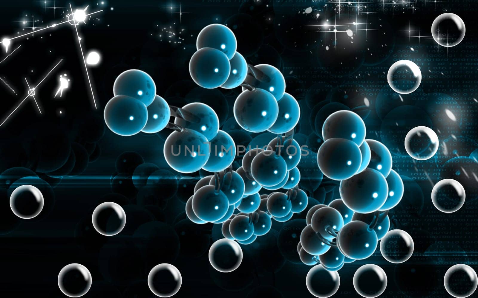 Digital illustration DNA structure in colour background