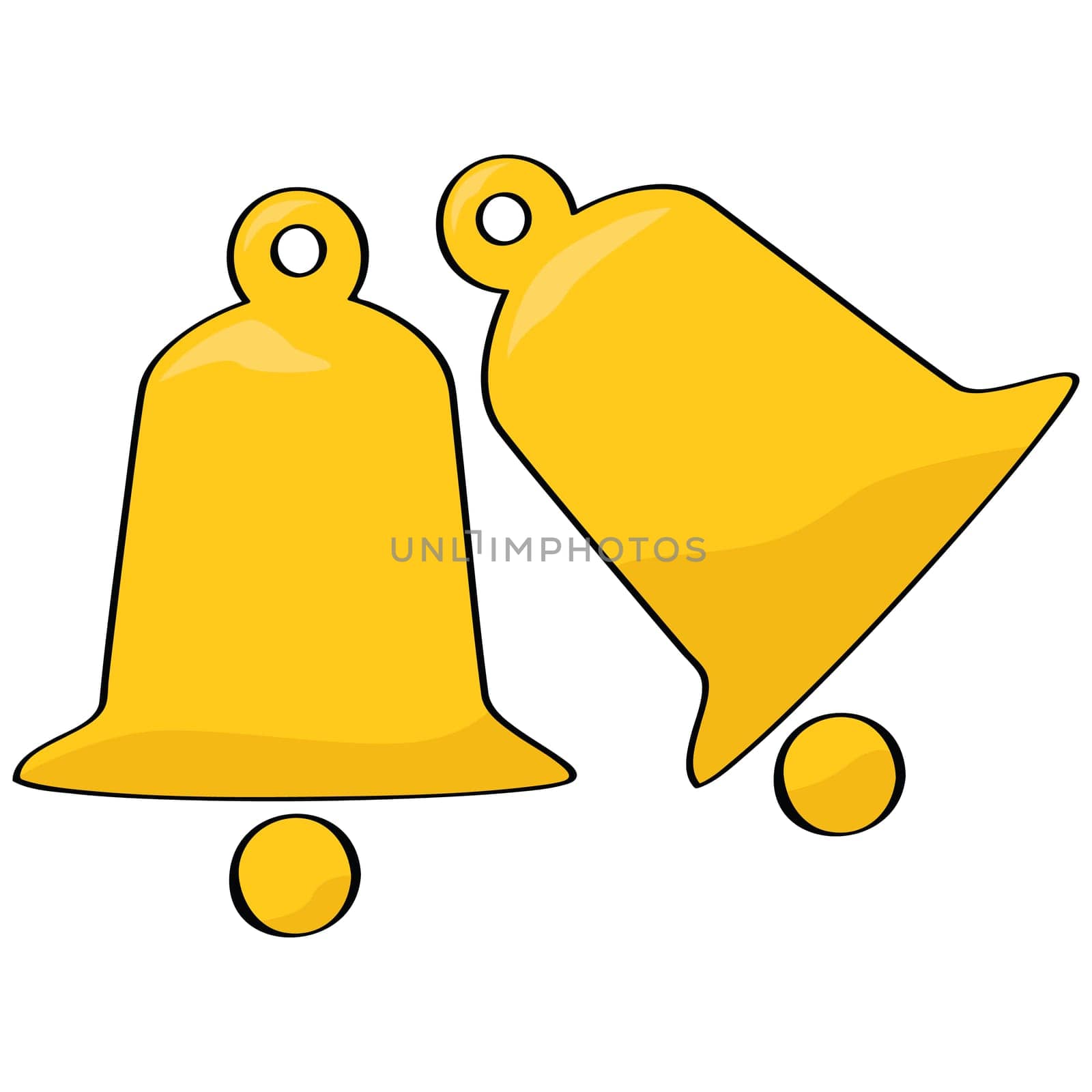 Cartoon illustration of two golden bells