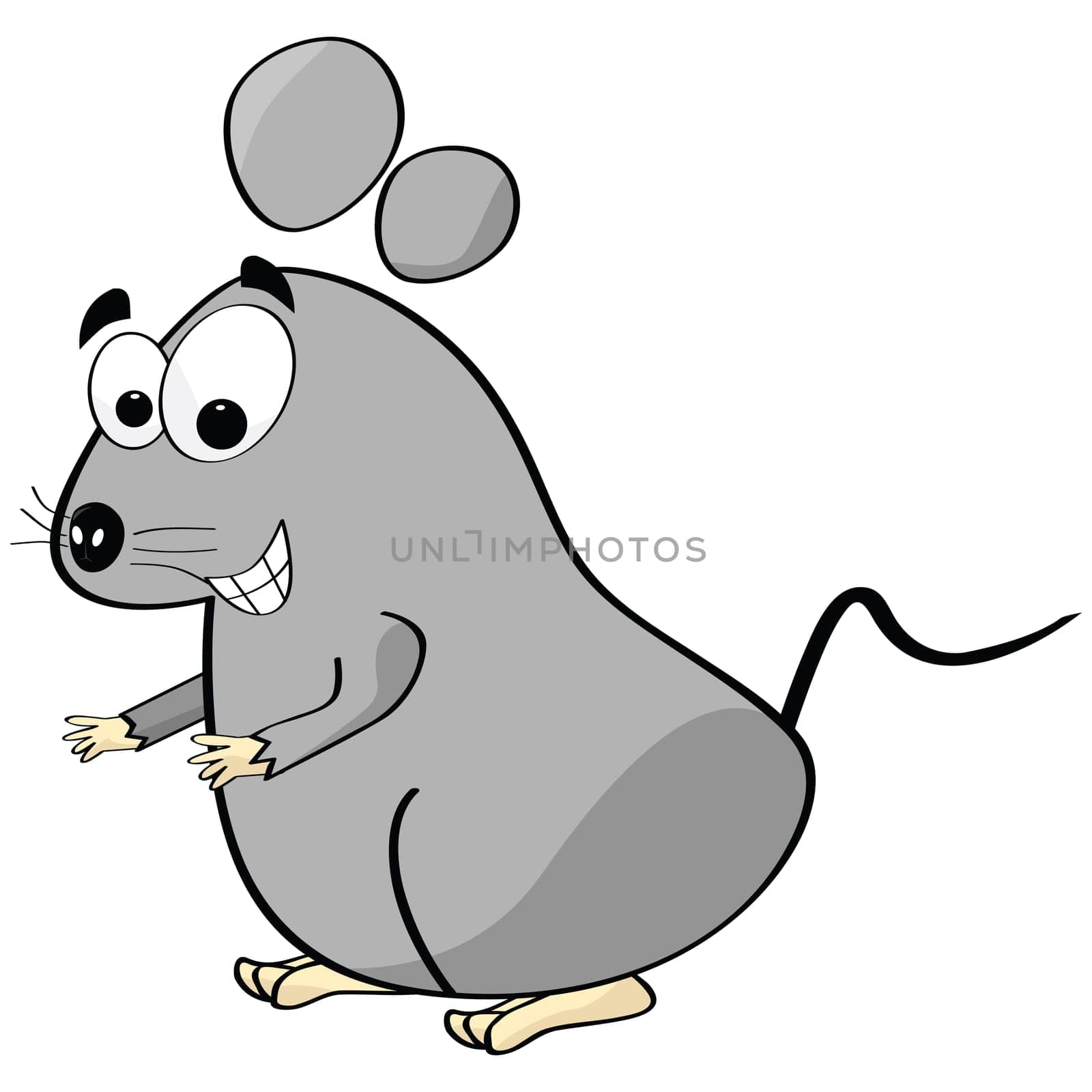 Cartoon illustration of a mouse making a happy face