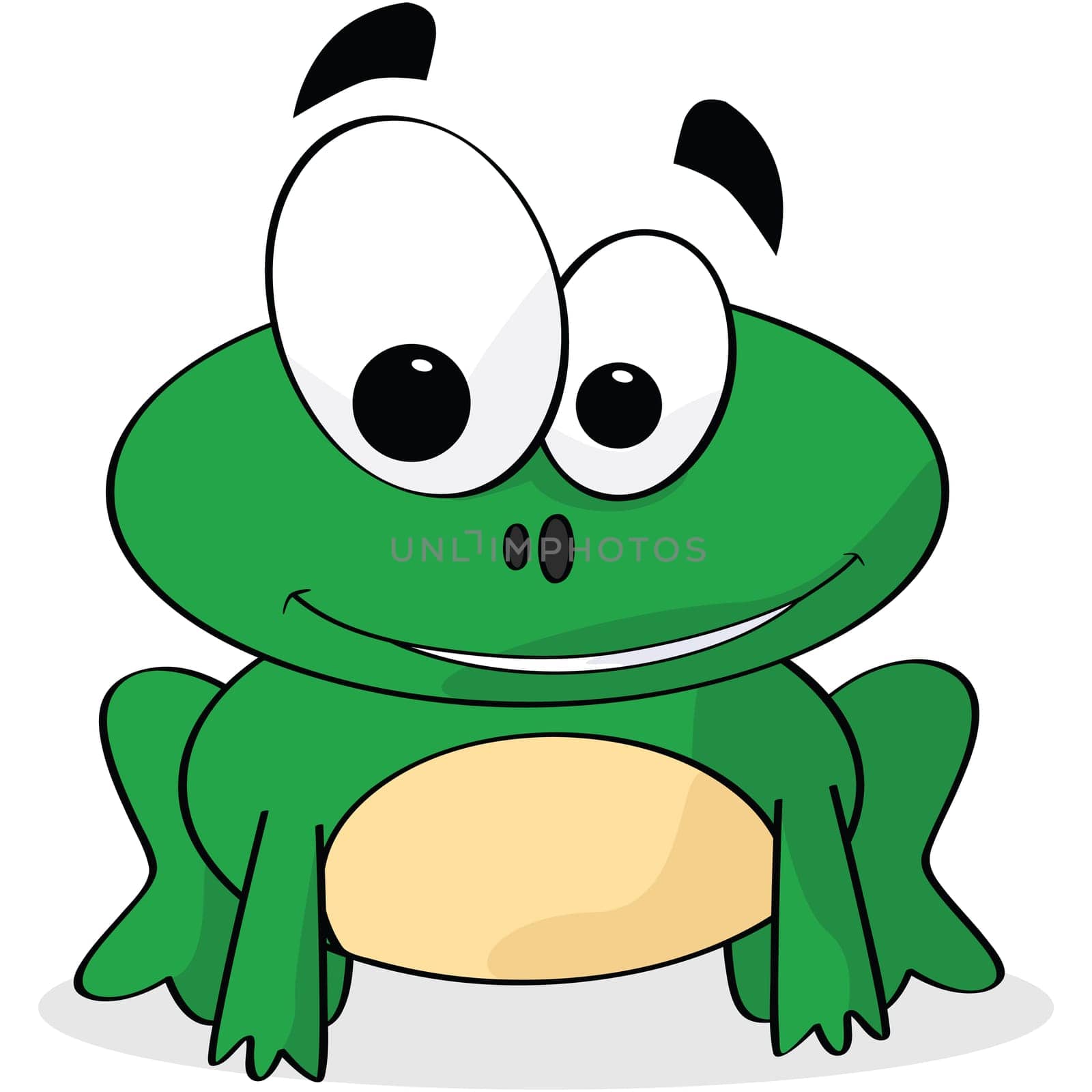Cartoon illustration of a cute frog smiling
