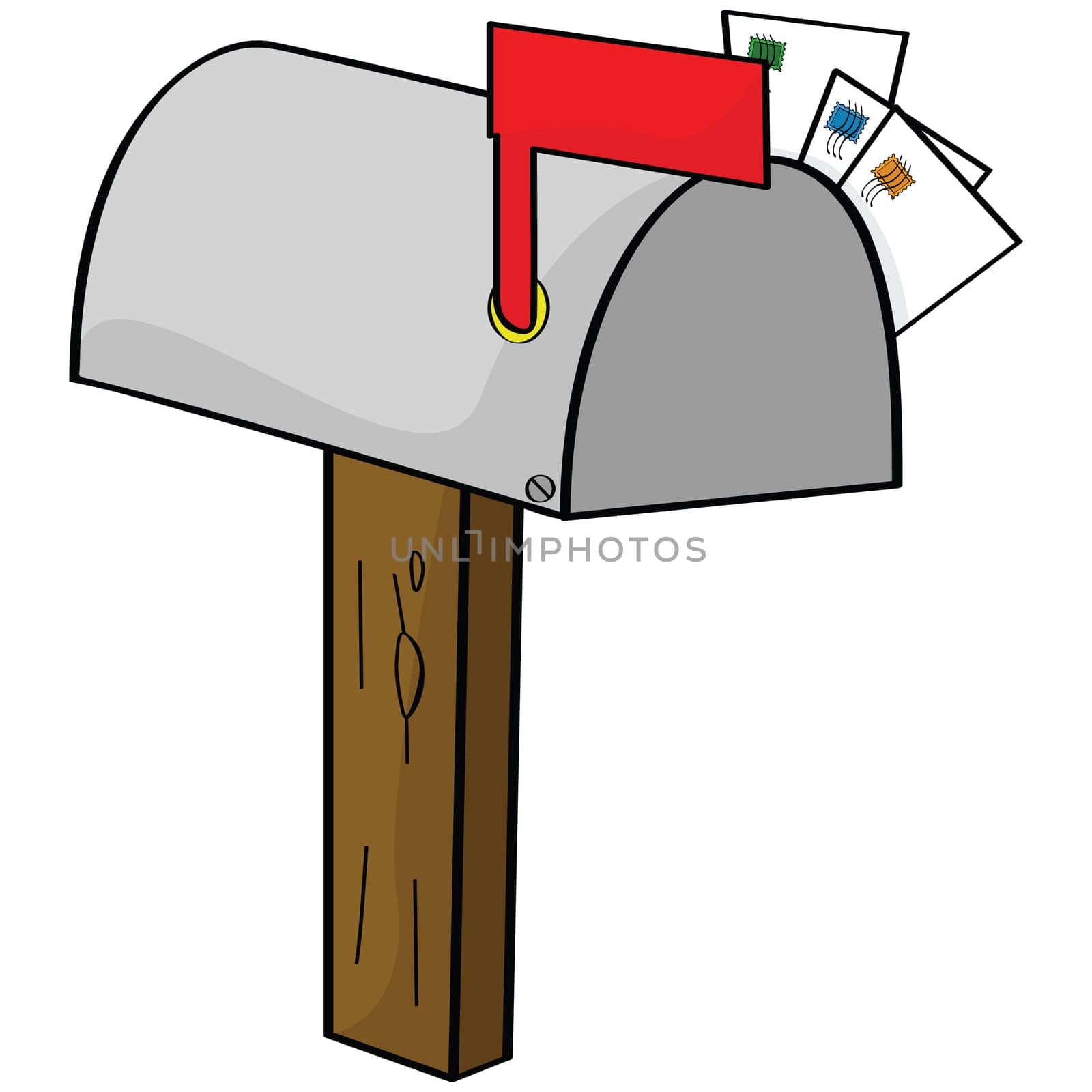 Cartoon illustration of an old-style mailbox