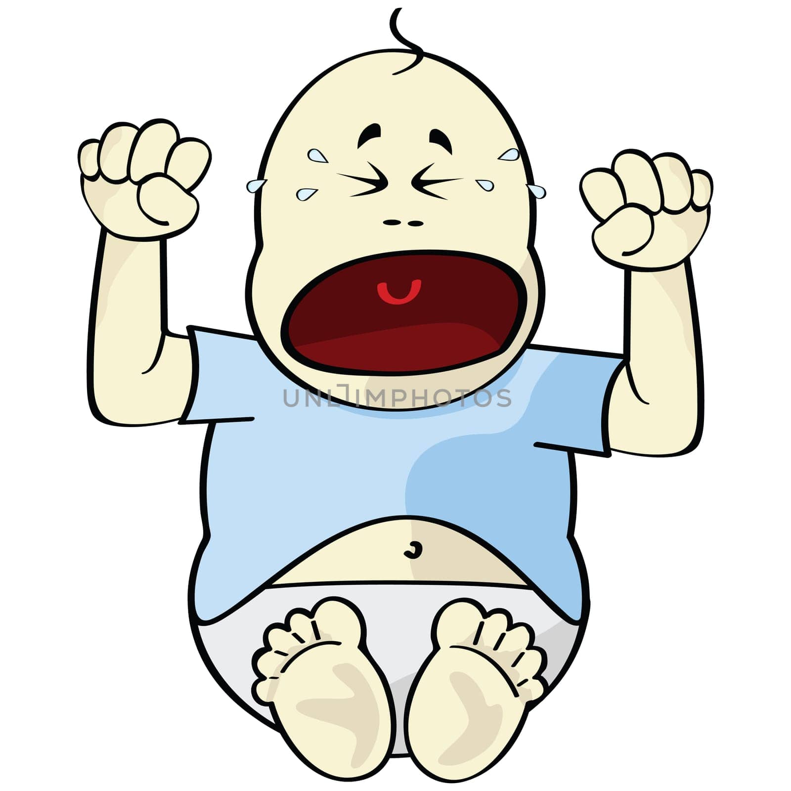 Cartoon illustration of a baby crying
