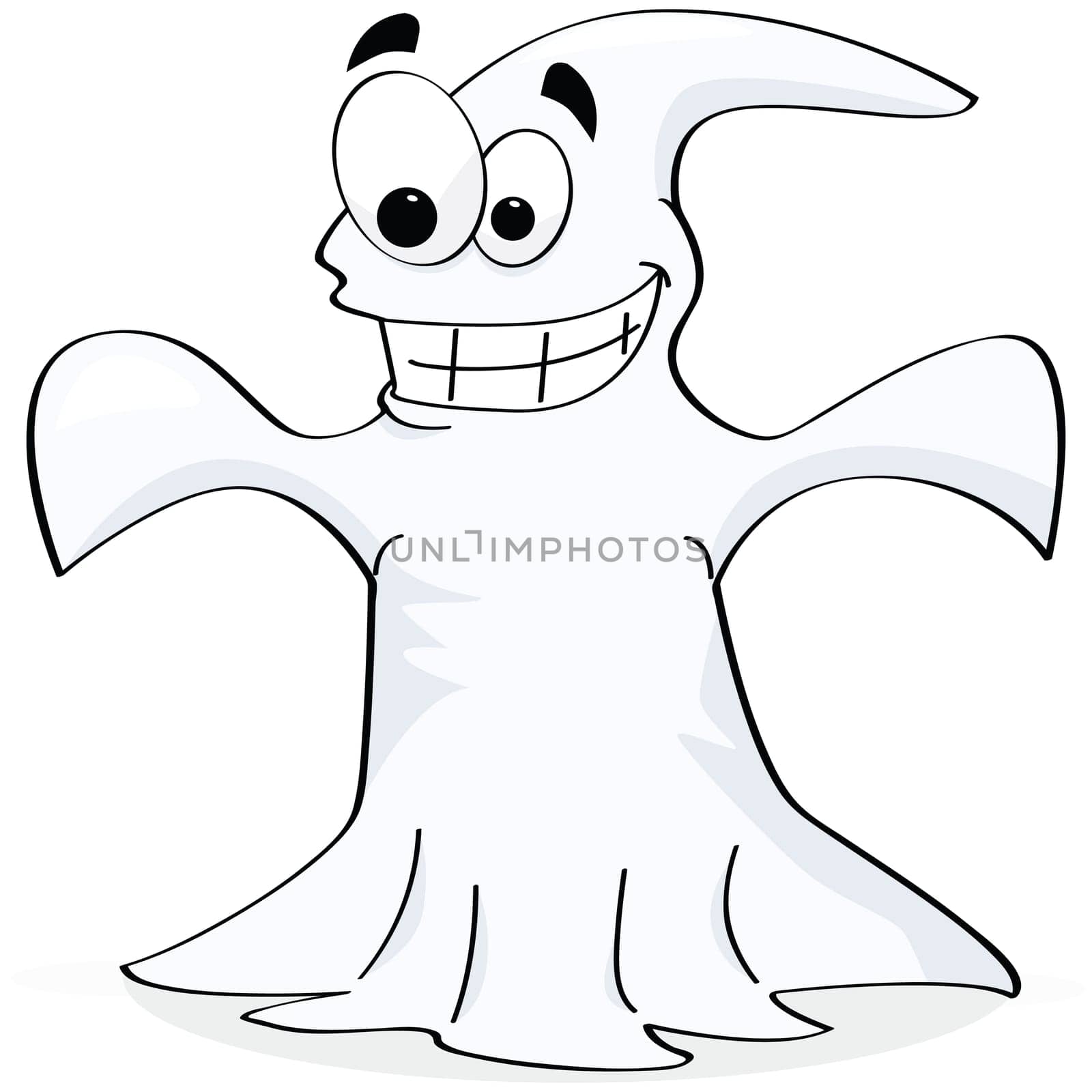 Cartoon illustration of a smiling ghost