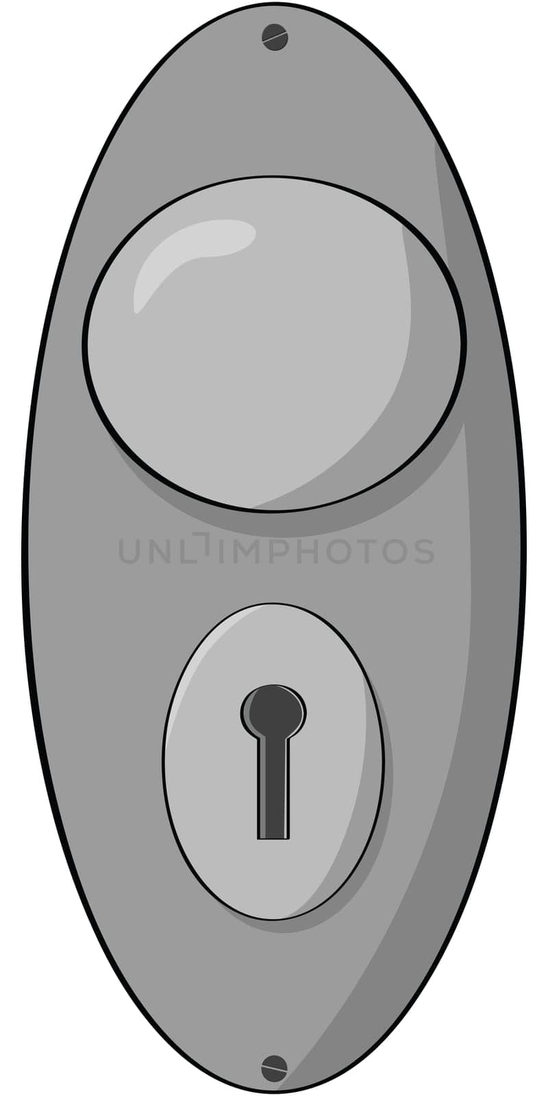 Cartoon illustration of a door know with a keyhole under it