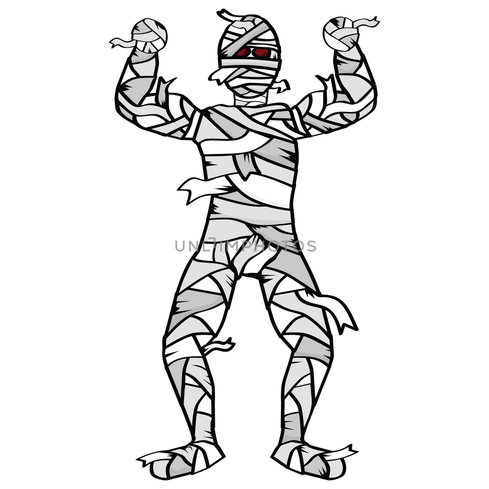 Cartoon illustration of an angry mummy ready to attack