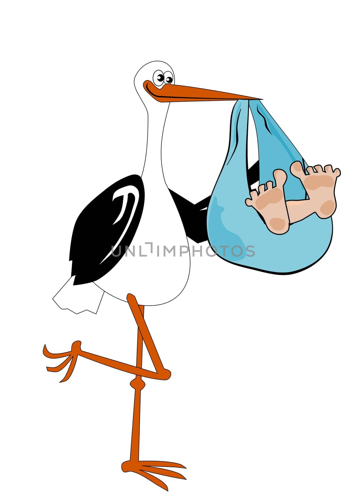 Stork with baby