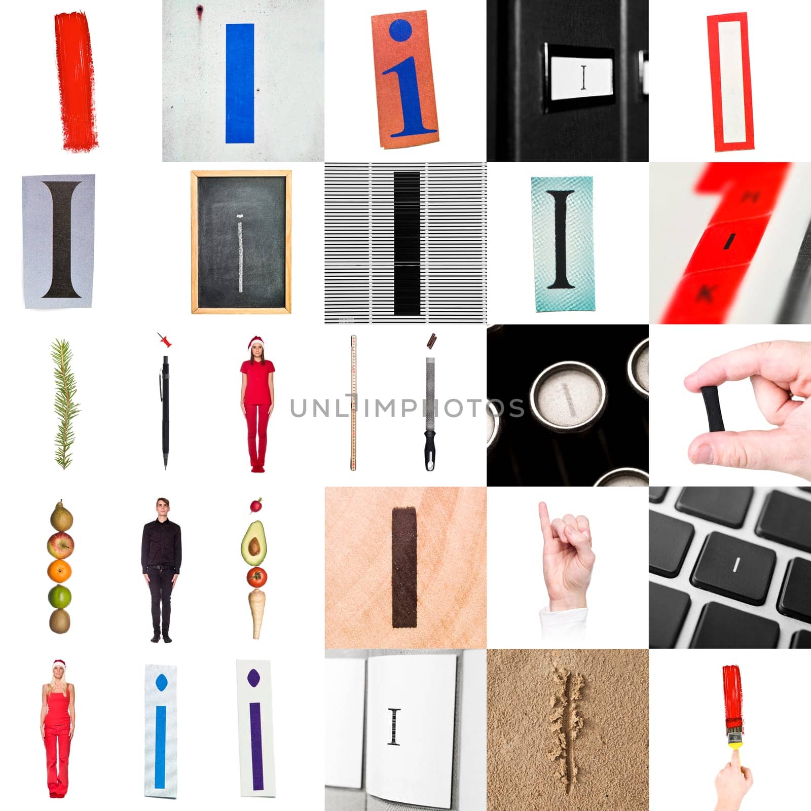 Collage of images with letter I