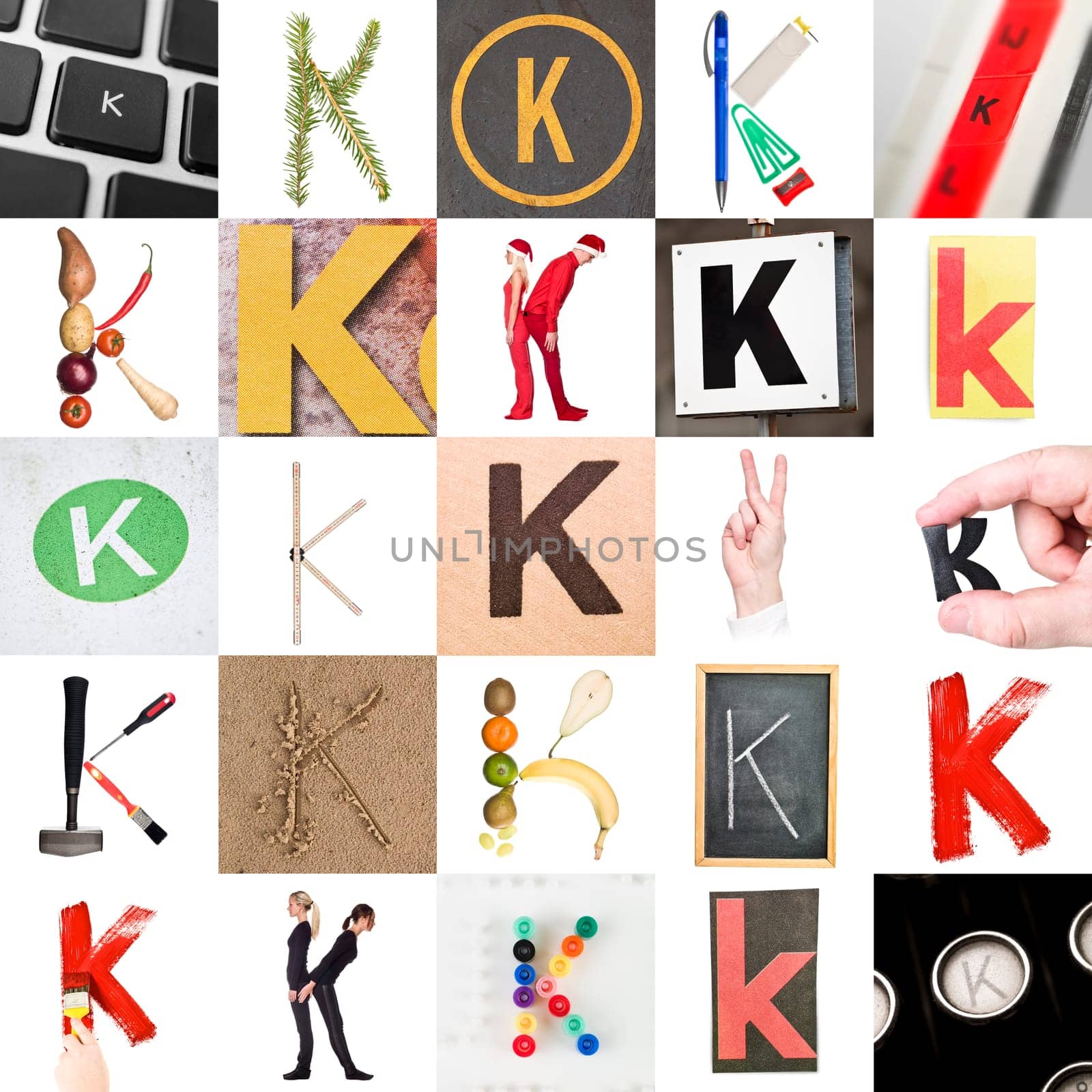 Collage of images with letter K