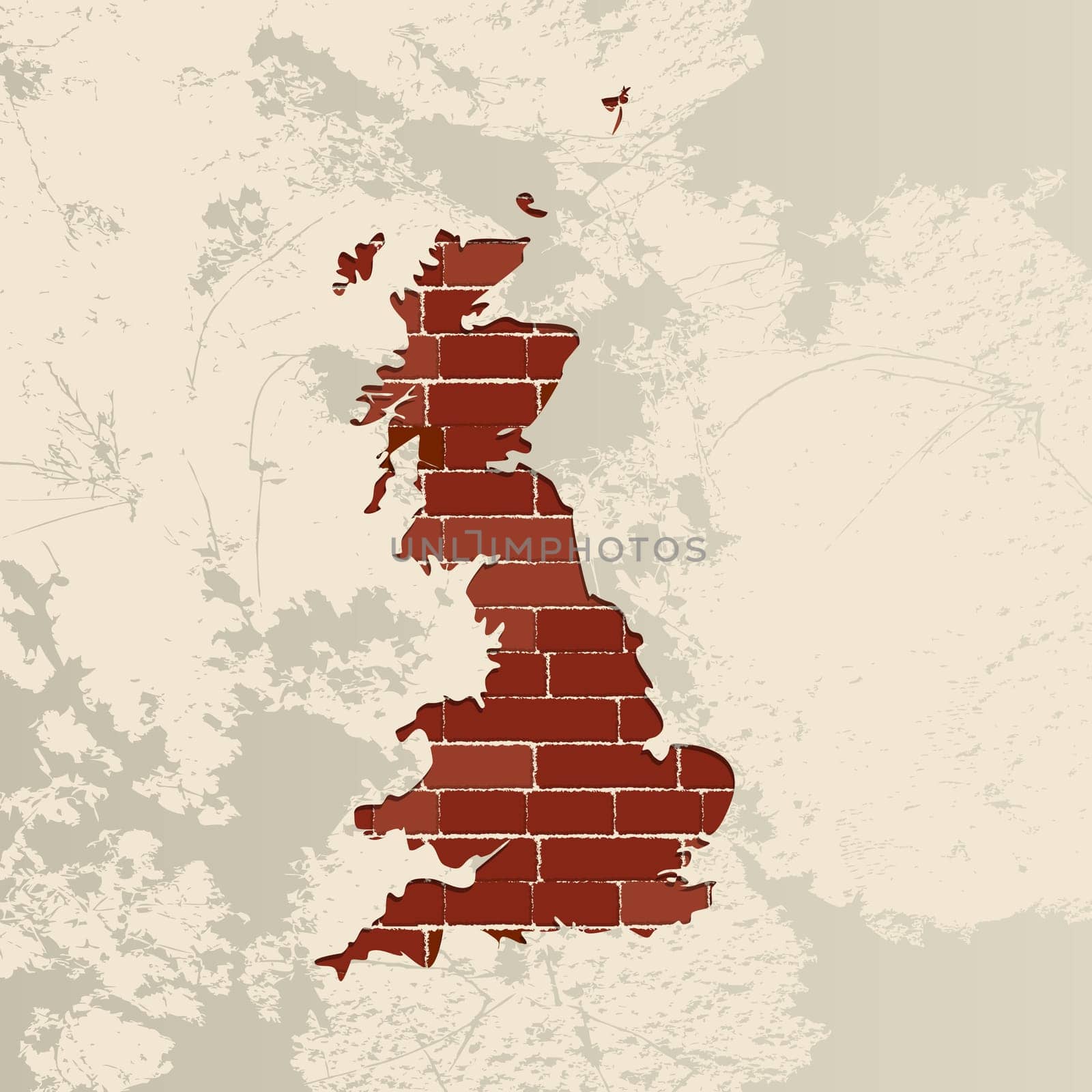 England map on a brick wall