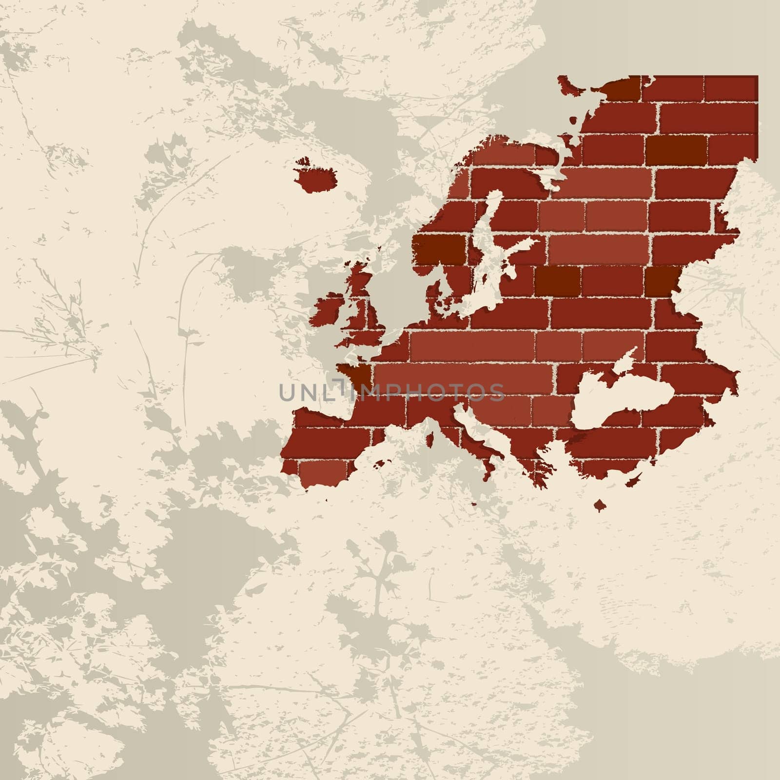 Europe map on a brick wall
