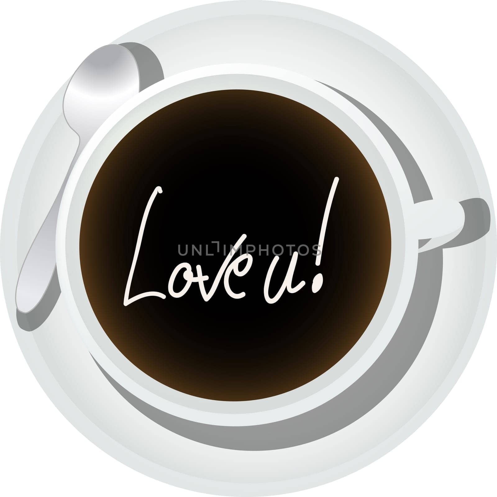 Message in a coffee cup, isolated objects over white background