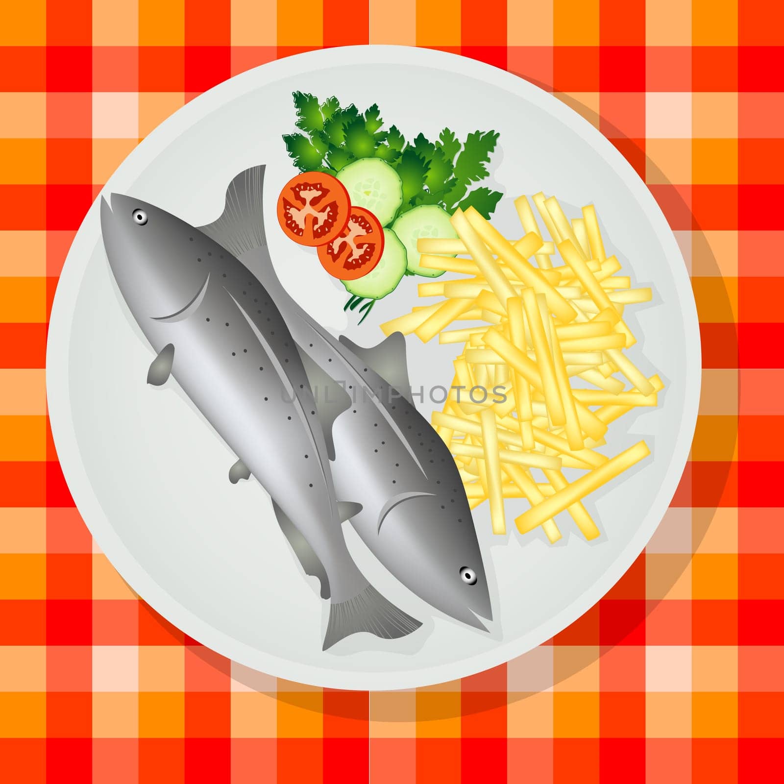 Traditional British fish and chips on a plate