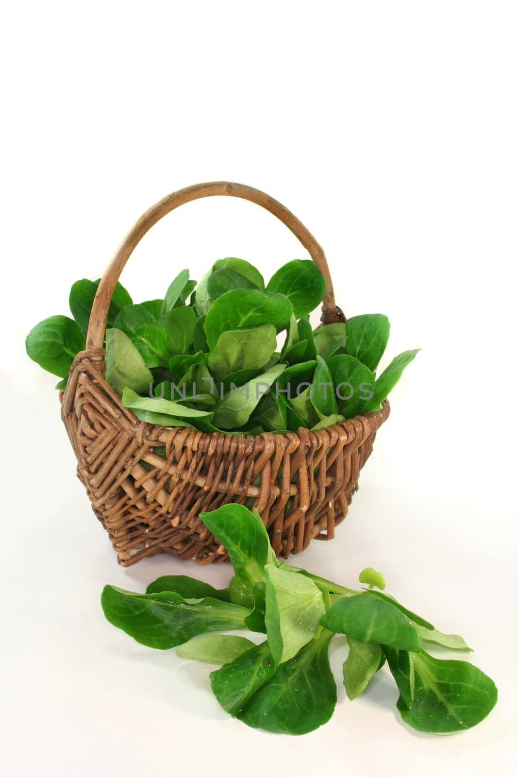 a basket filled with lamb's lettuce