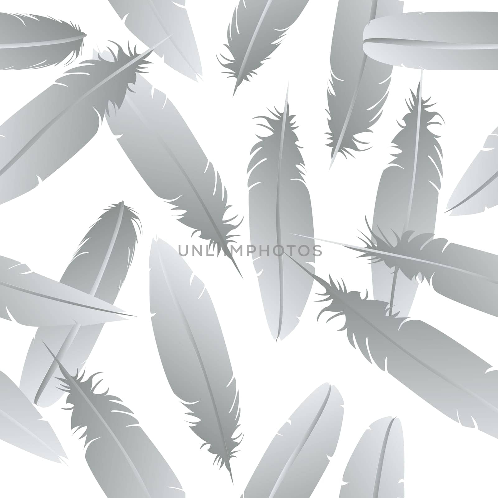 Seamless feathers pattern over white background