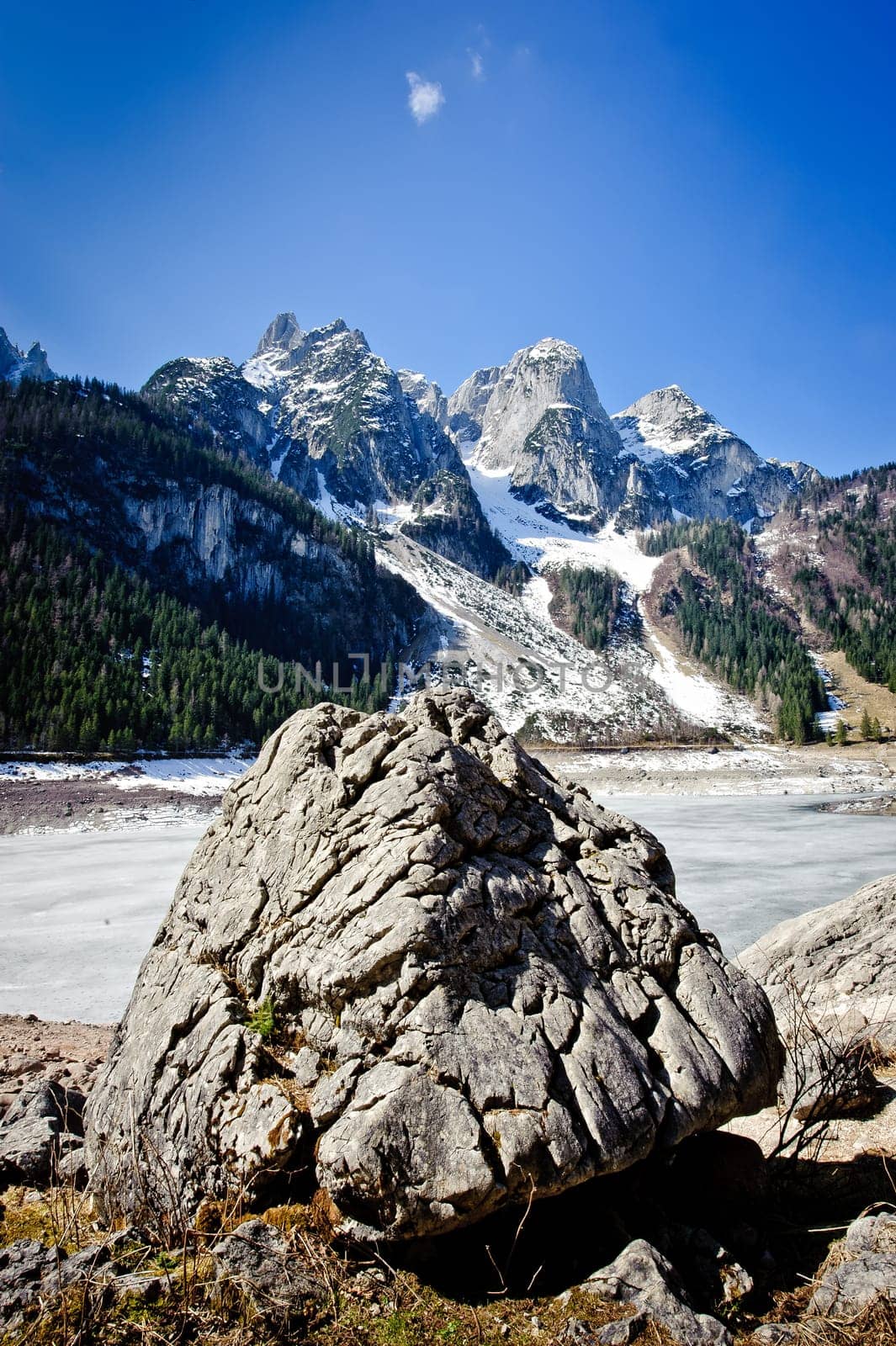 Big Rock in the austrian mountains with blue sky