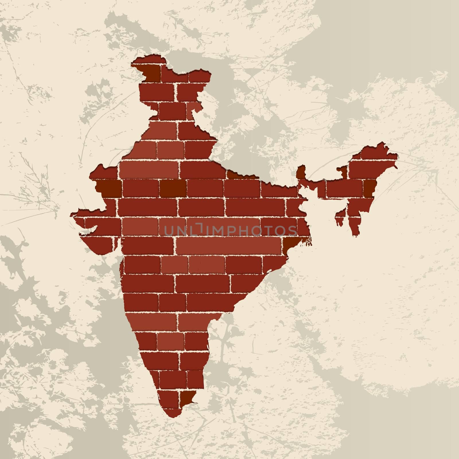 India map on a brick wall