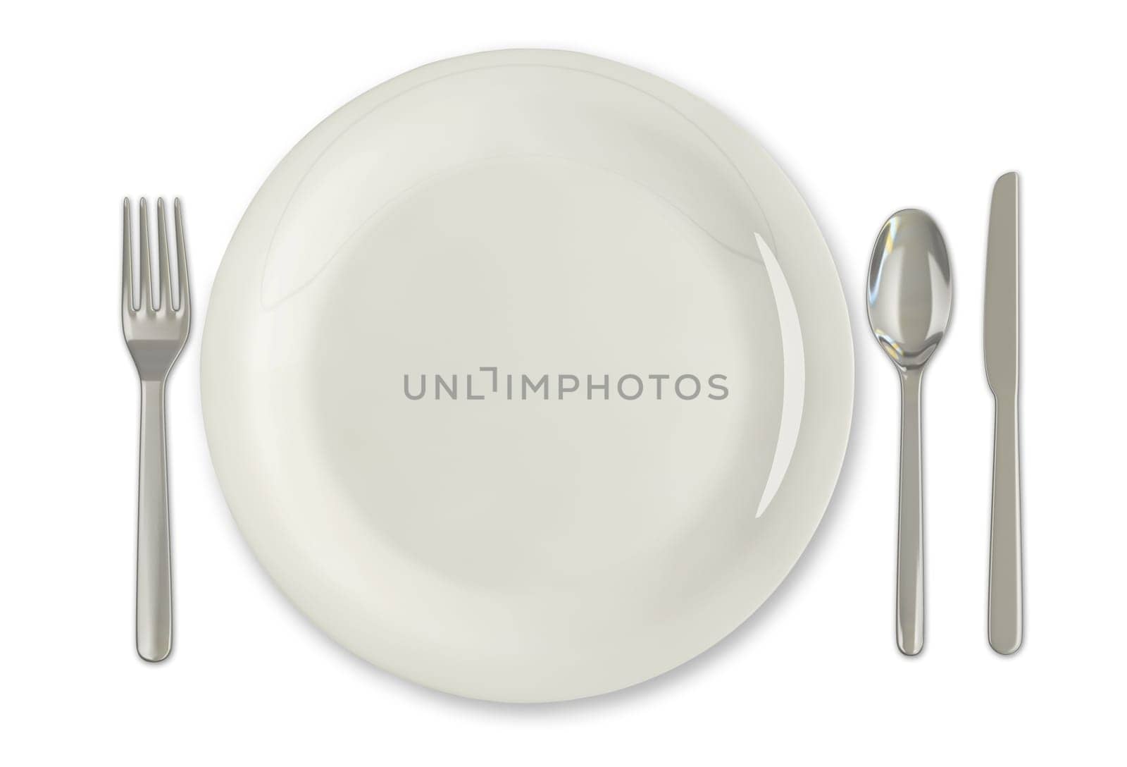 A plate and eating utensils