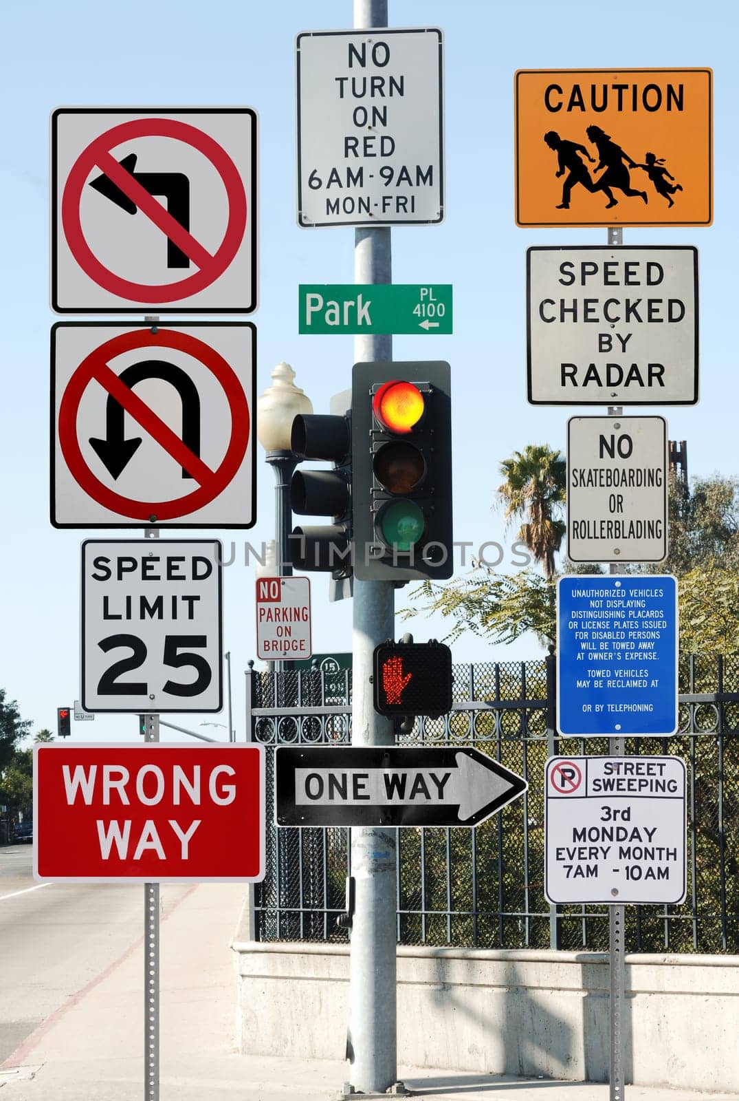 Street intersection congested with street signs