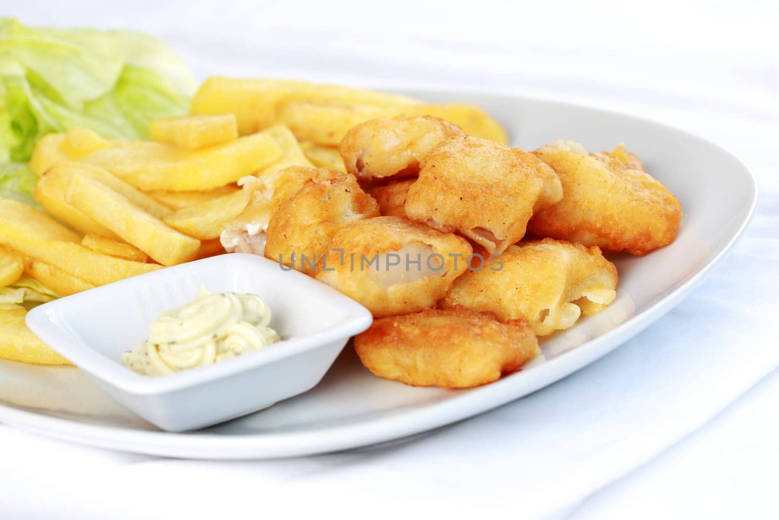 Fried fish and chips with