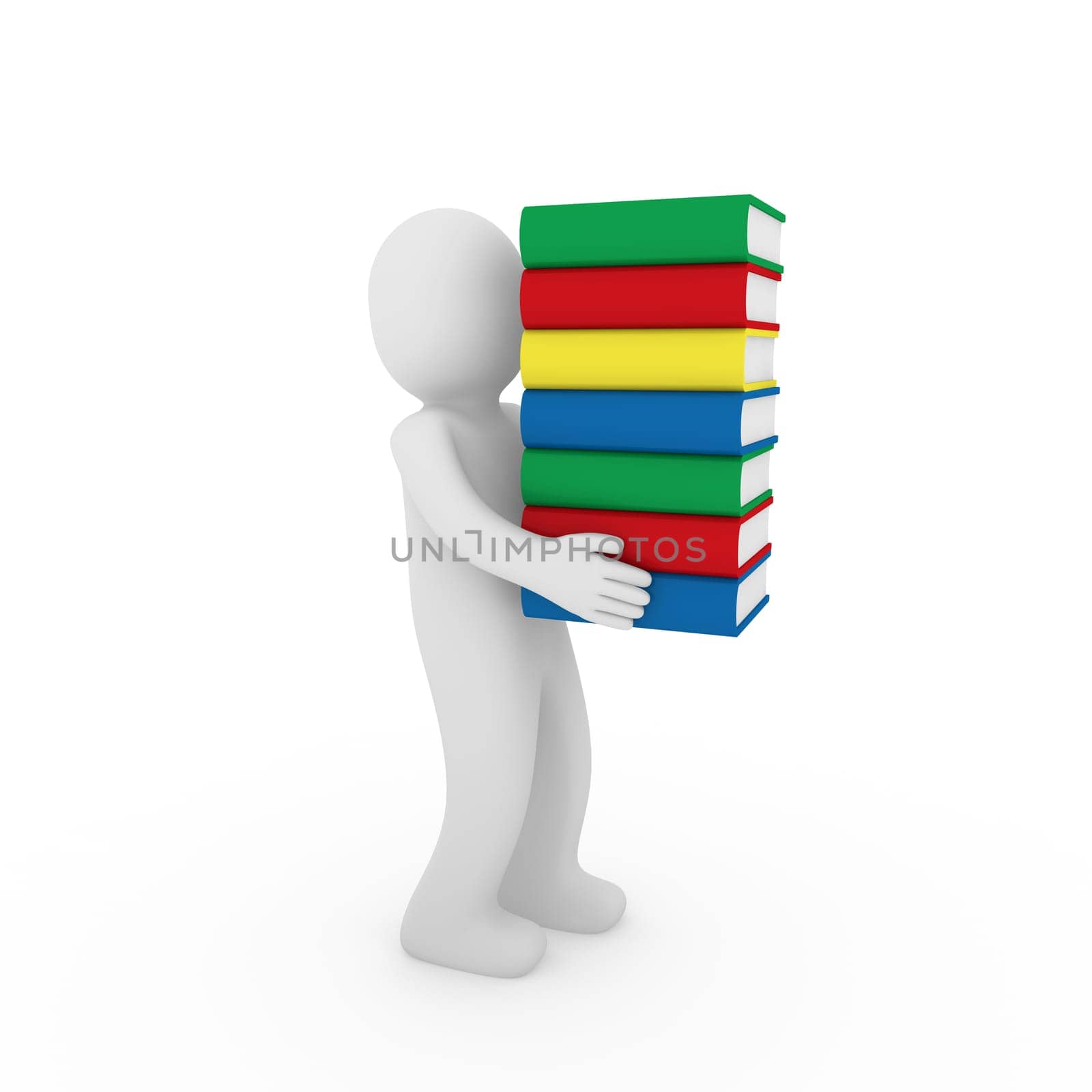 3d human book bear learn read red blue