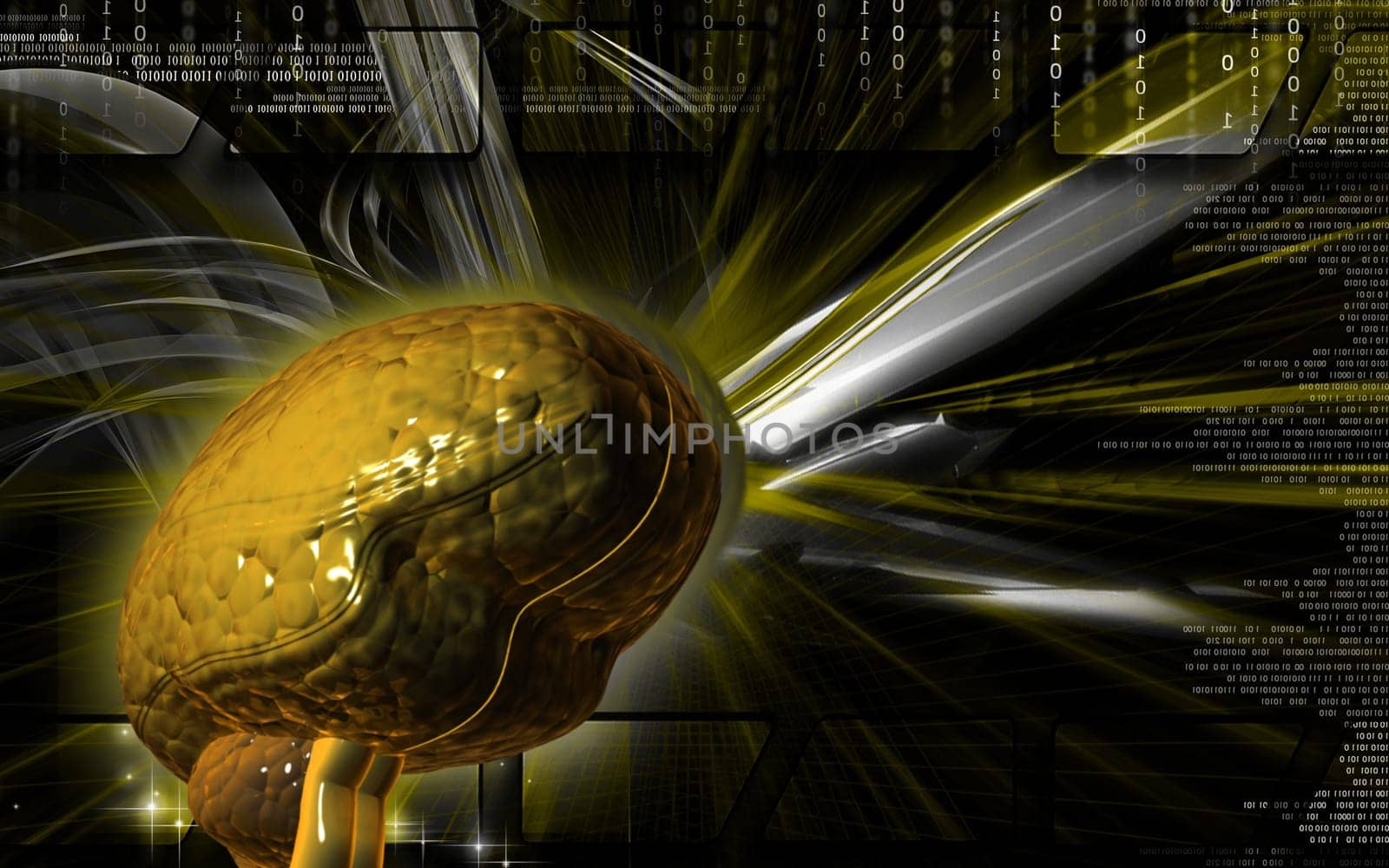 Digital illustration of brain in colour background