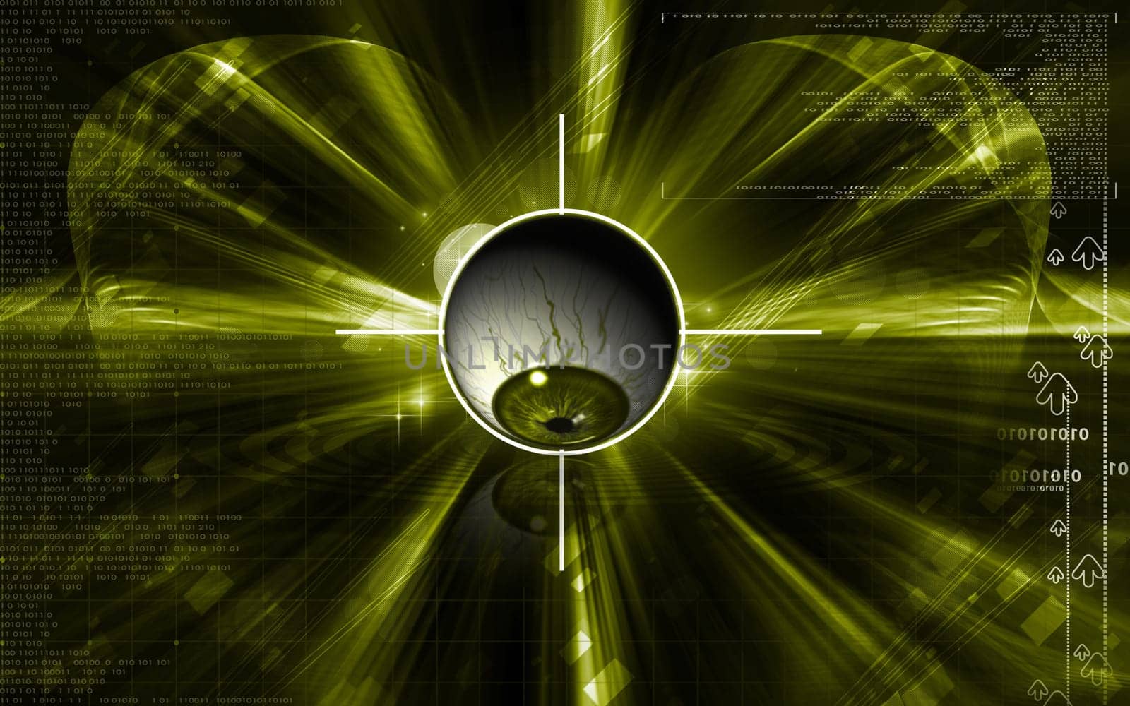 Digital illustration of eye in colour background